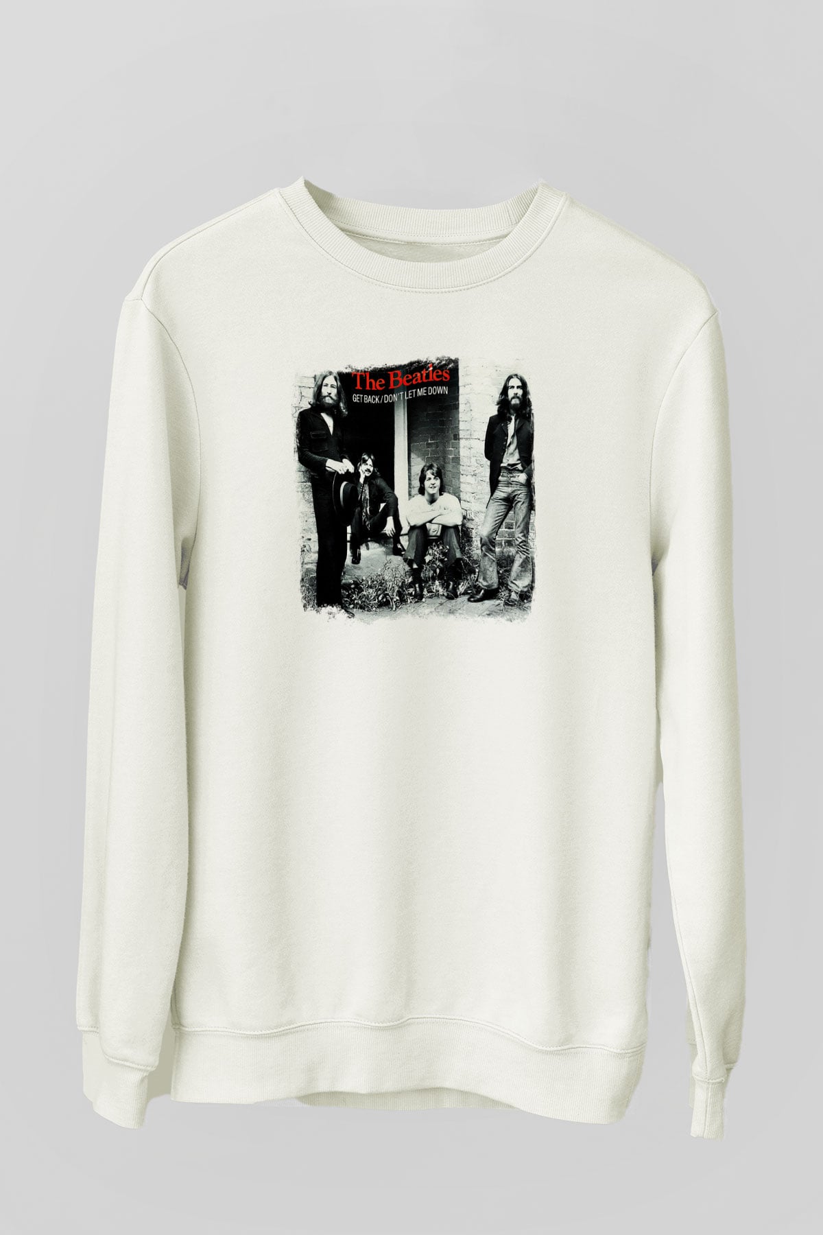 Beatles Baskılı Unisex Beyaz Sweatshirt