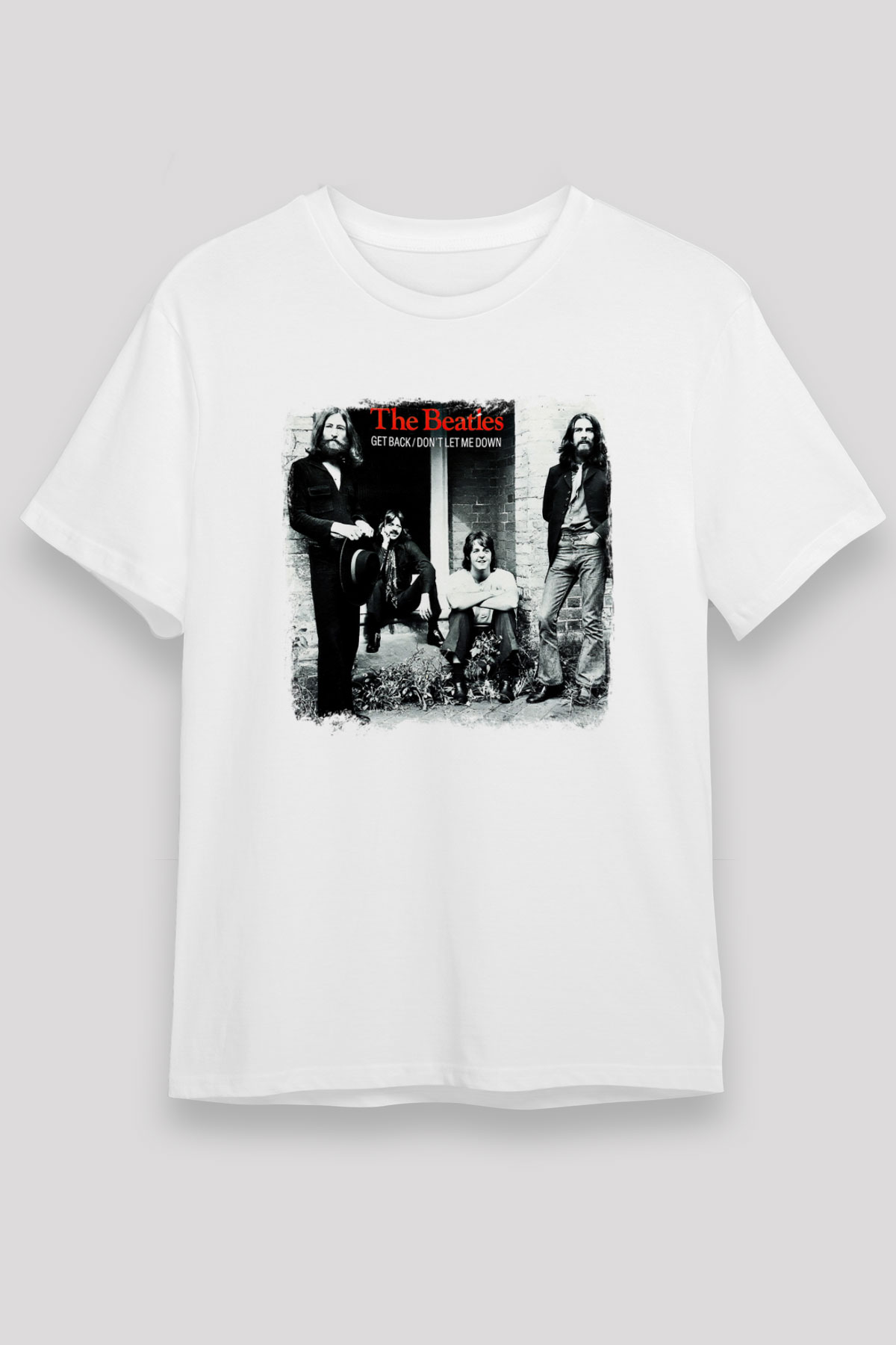 Beatles Baskılı Unisex Beyaz Tişört