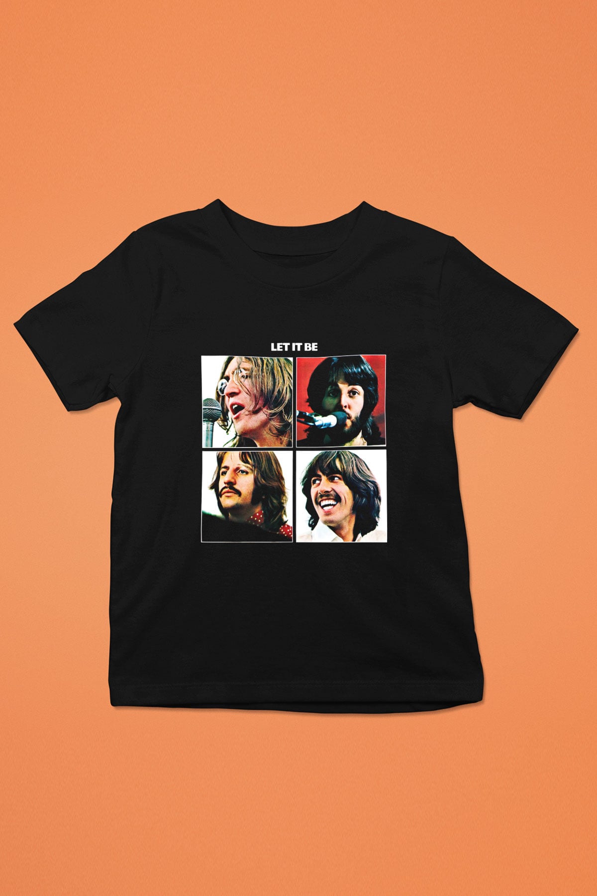 Beatles Baskılı Unisex Siyah Çocuk Tişört