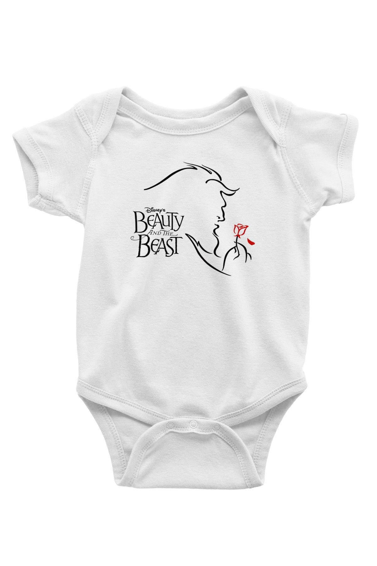 Beauty and the Beast Baskılı Beyaz Unisex Bebek Body - Zıbın