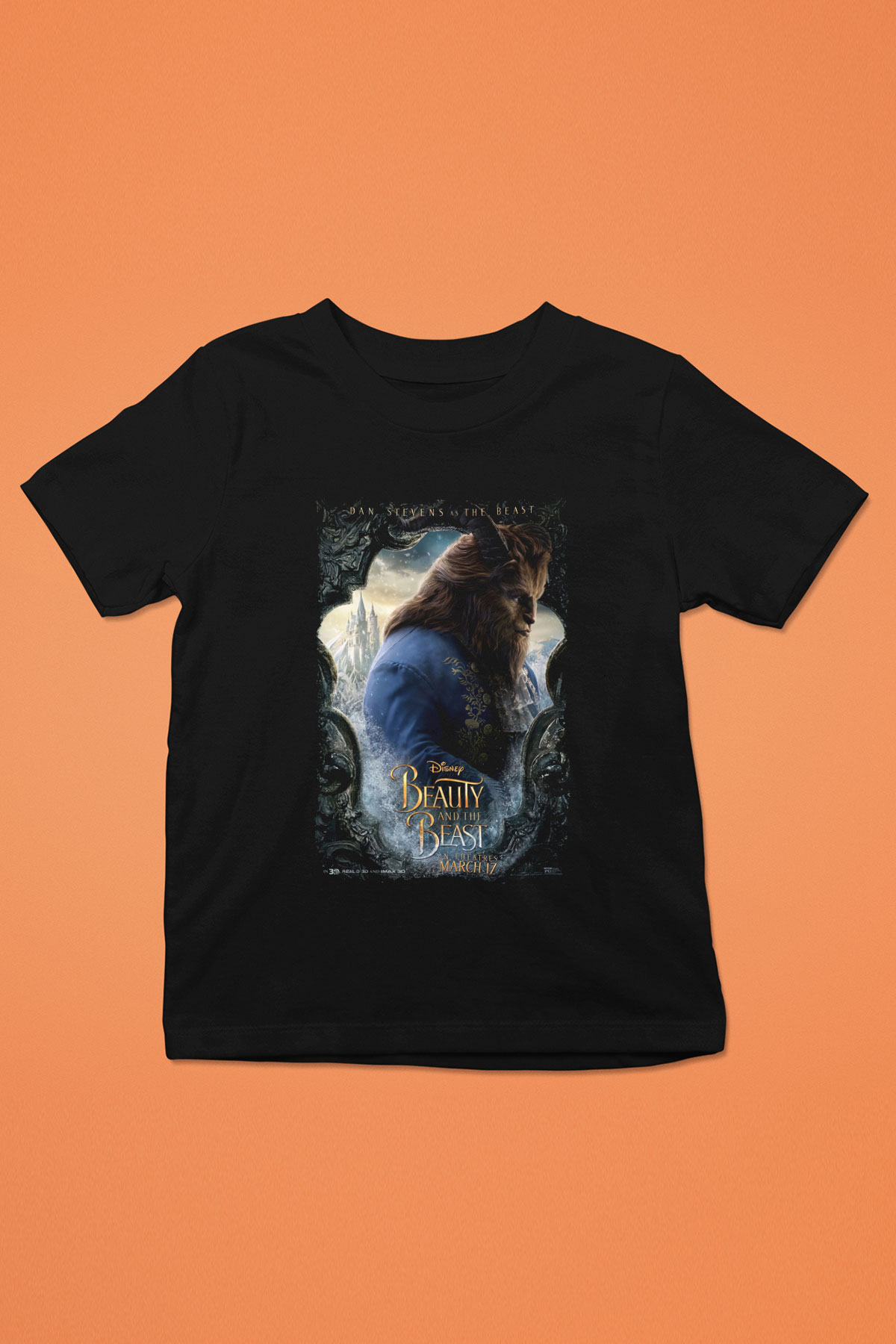 Beauty and the Beast Siyah Unisex Çocuk Tişört