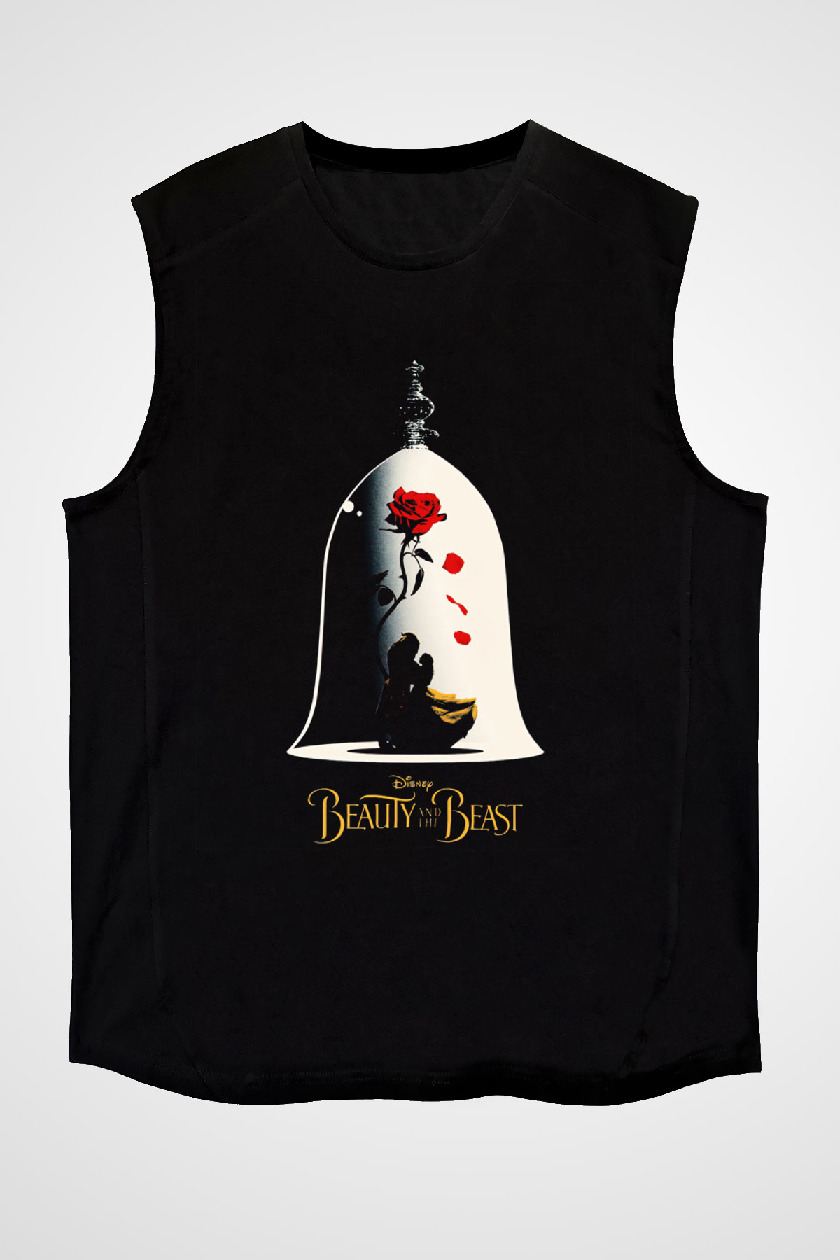 Beauty and the Beast Siyah Unisex Kolsuz Tişört