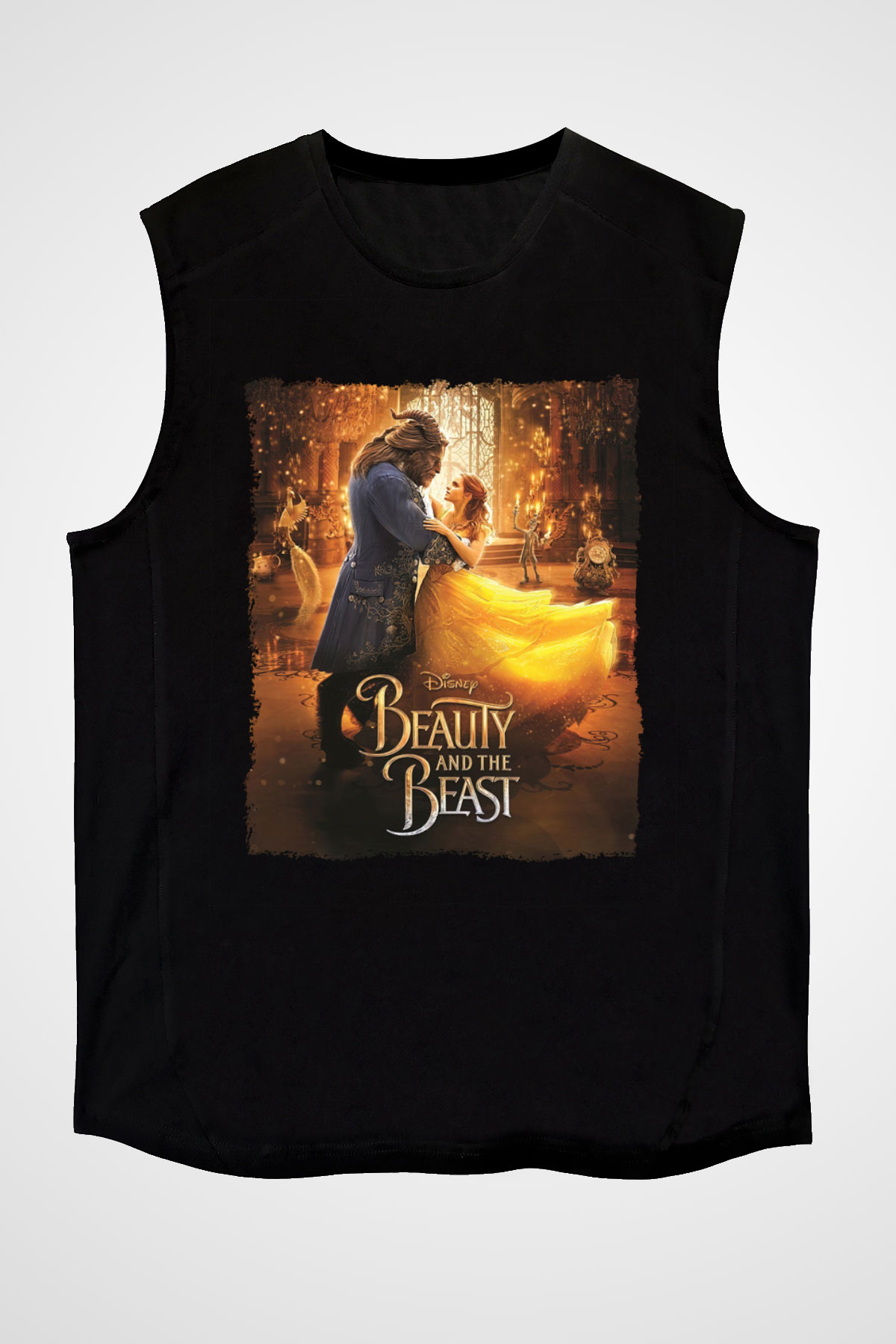 Beauty and the Beast Siyah Unisex Kolsuz Tişört