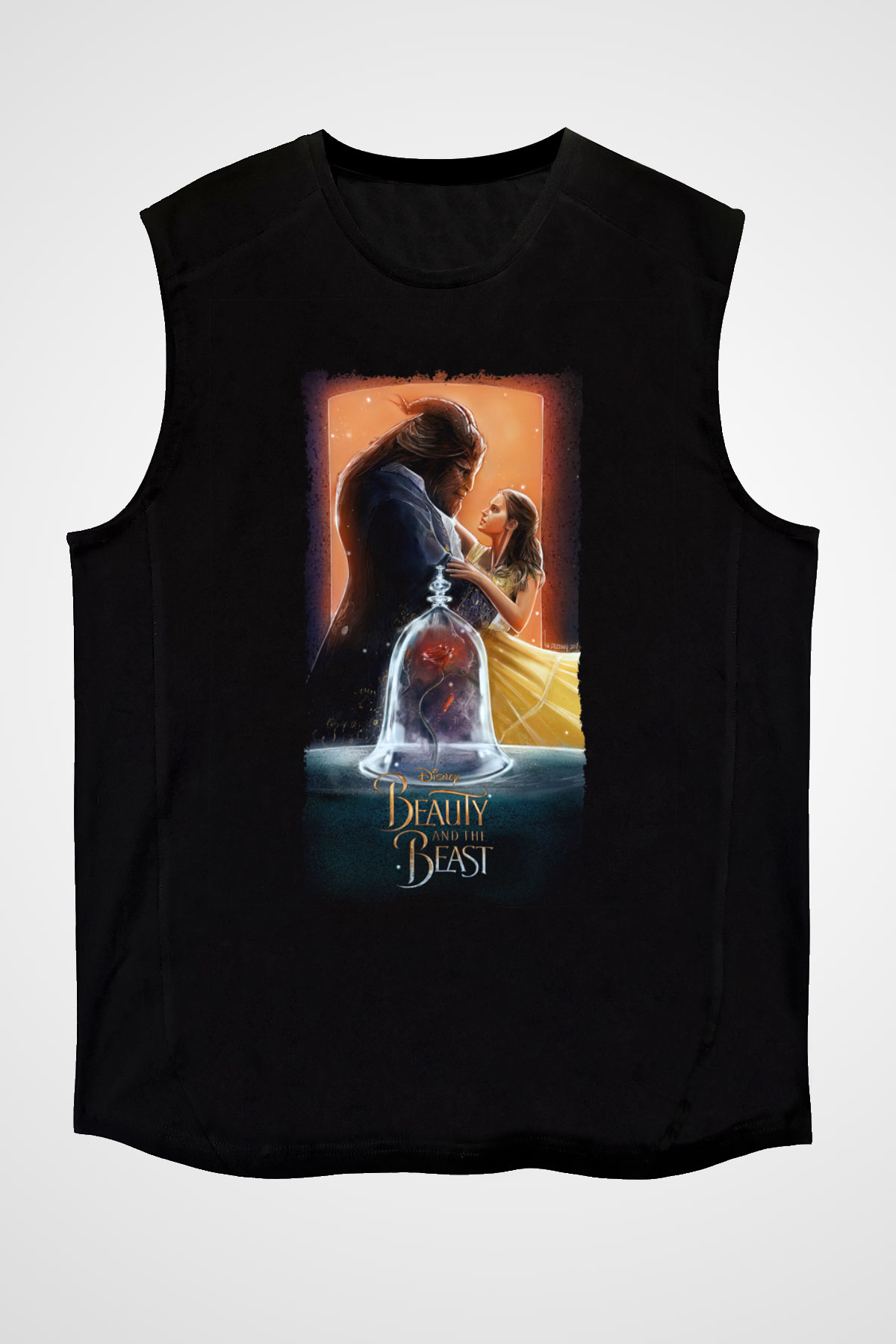 Beauty and the Beast Siyah Unisex Kolsuz Tişört