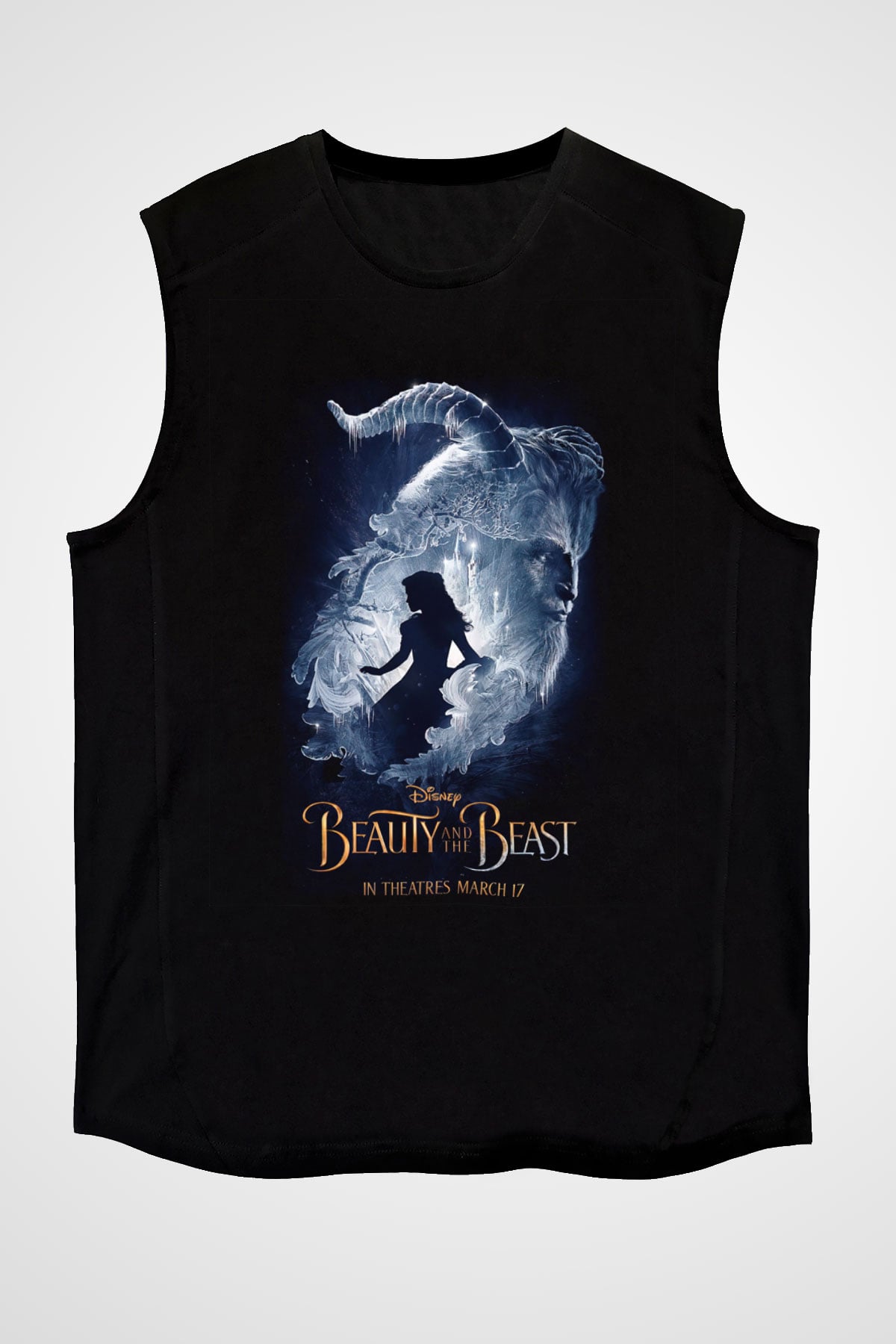 Beauty and the Beast Siyah Unisex Kolsuz Tişört