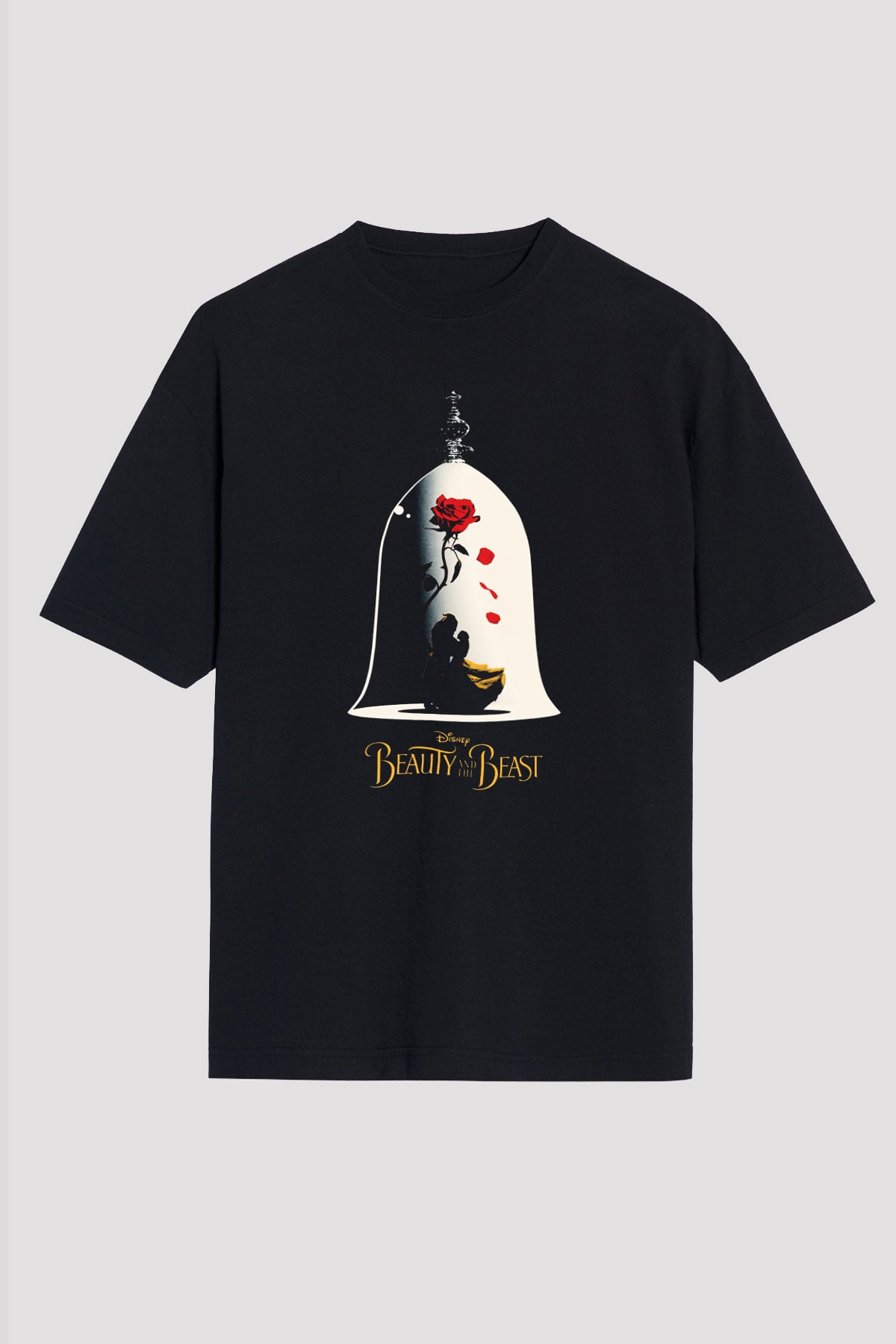 Beauty and the Beast Siyah Unisex Oversize Tişört T-Shirt