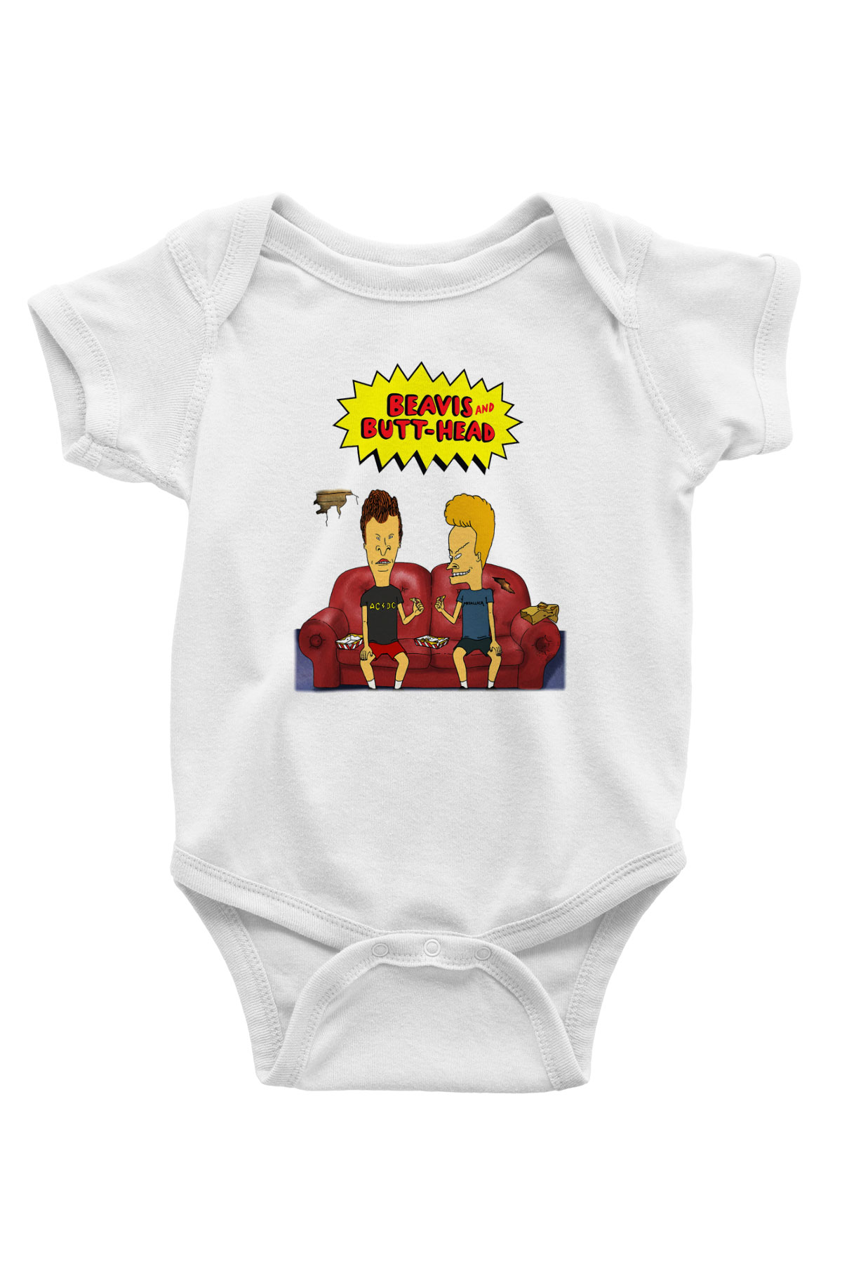 Beavis and Butthead Baskılı Beyaz Unisex Bebek Body - Zıbın