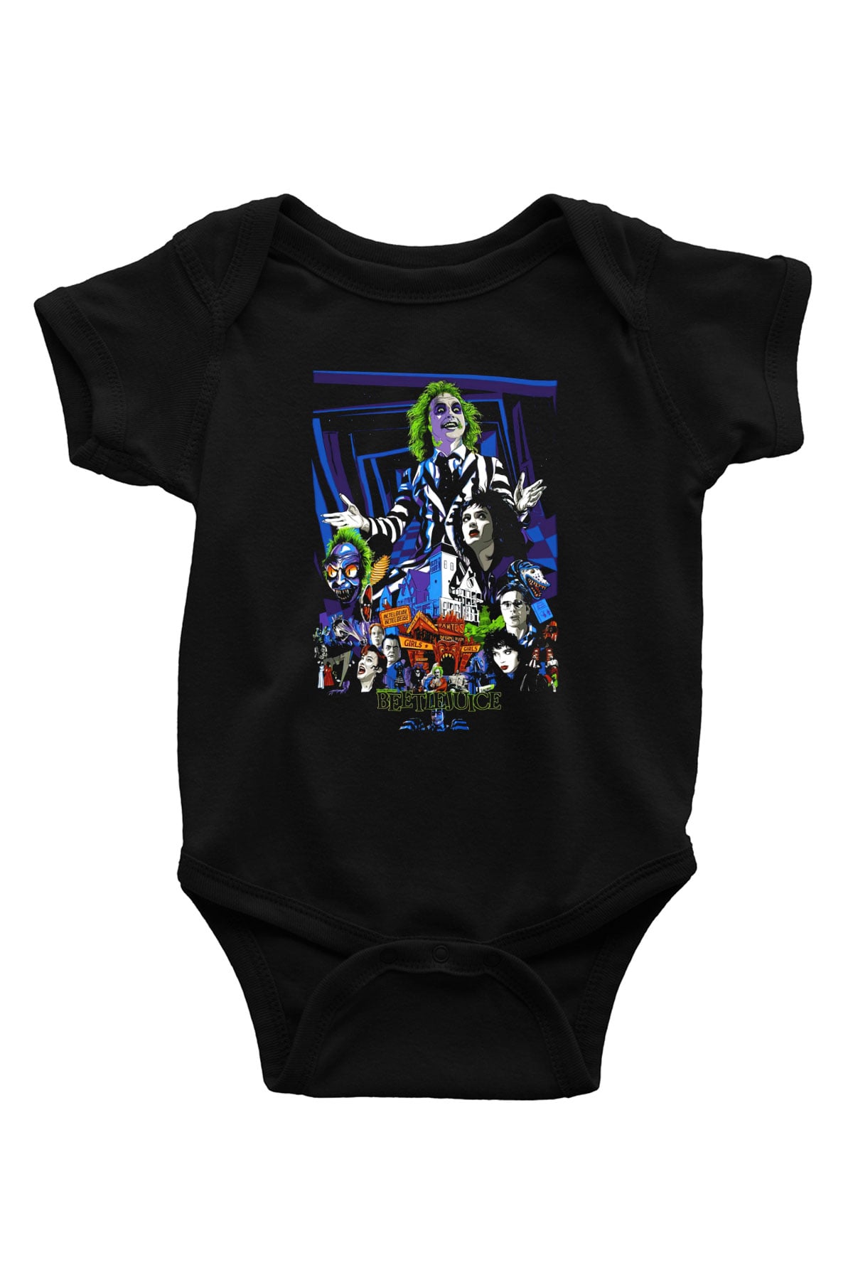 Beetlejuice Beterböcek Baskılı Siyah Bebek Body - Zıbın