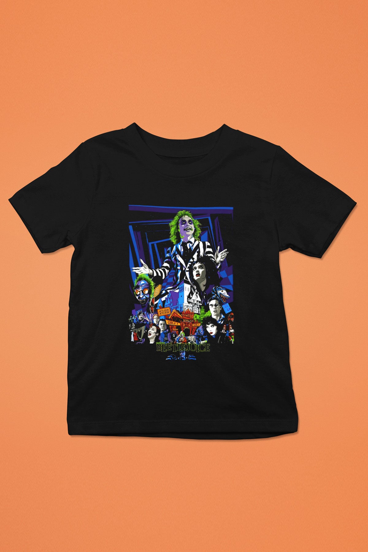 Beetlejuice Beterböcek Baskılı Siyah Unisex Çocuk Tişört