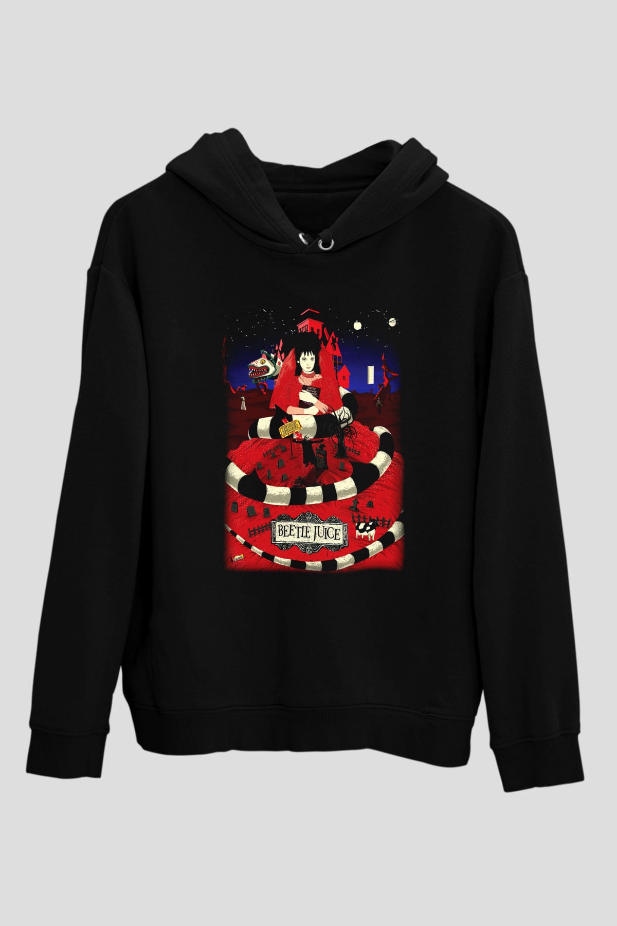Beetlejuice Beterböcek Siyah Unisex Kapüşonlu Sweatshirt