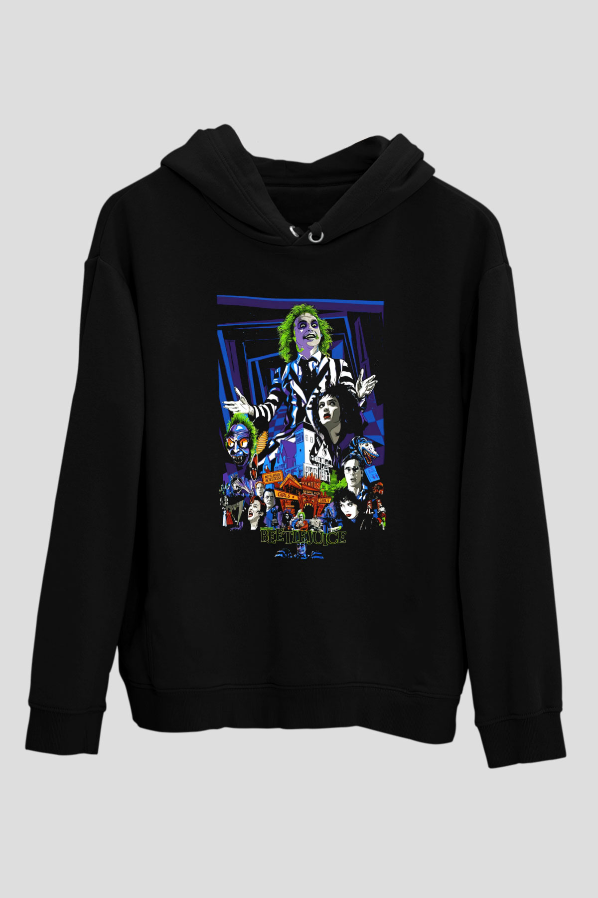 Beetlejuice Beterböcek Siyah Unisex Kapüşonlu Sweatshirt
