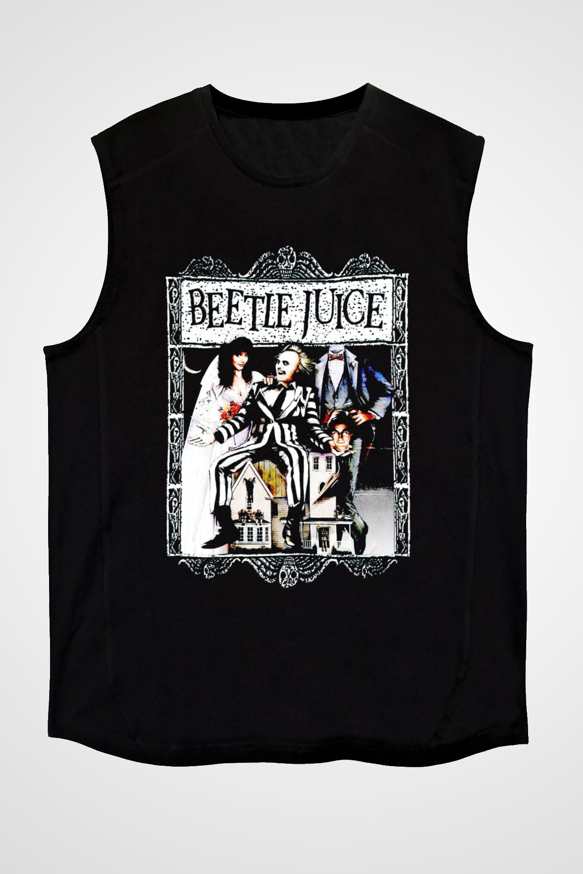 Beetlejuice Beterböcek Siyah Unisex  Kolsuz Tişört