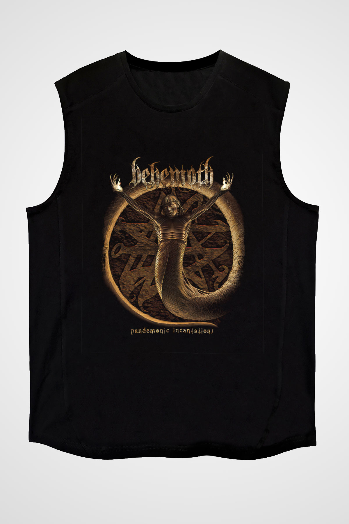 Behemoth Baskılı Unisex Siyah Kolsuz Tişört