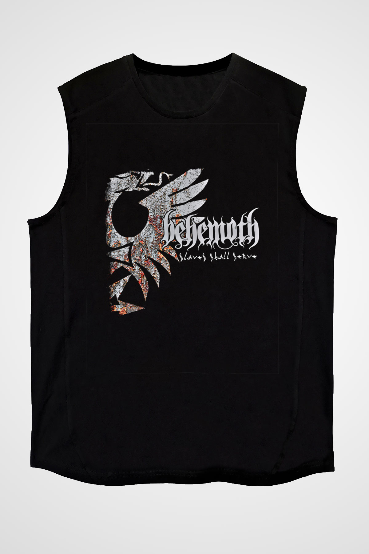 Behemoth Baskılı Unisex Siyah Kolsuz Tişört