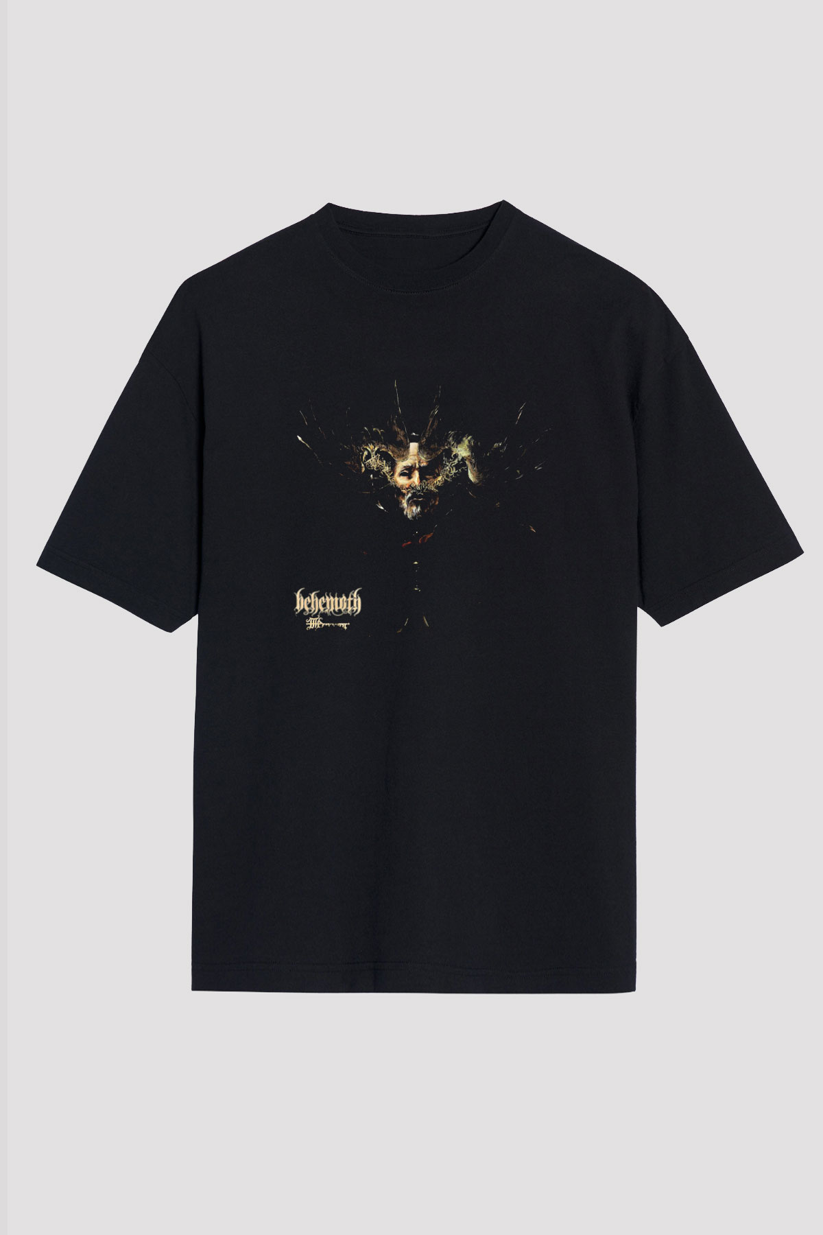 Behemoth Baskılı Unisex Siyah Oversize Tişört
