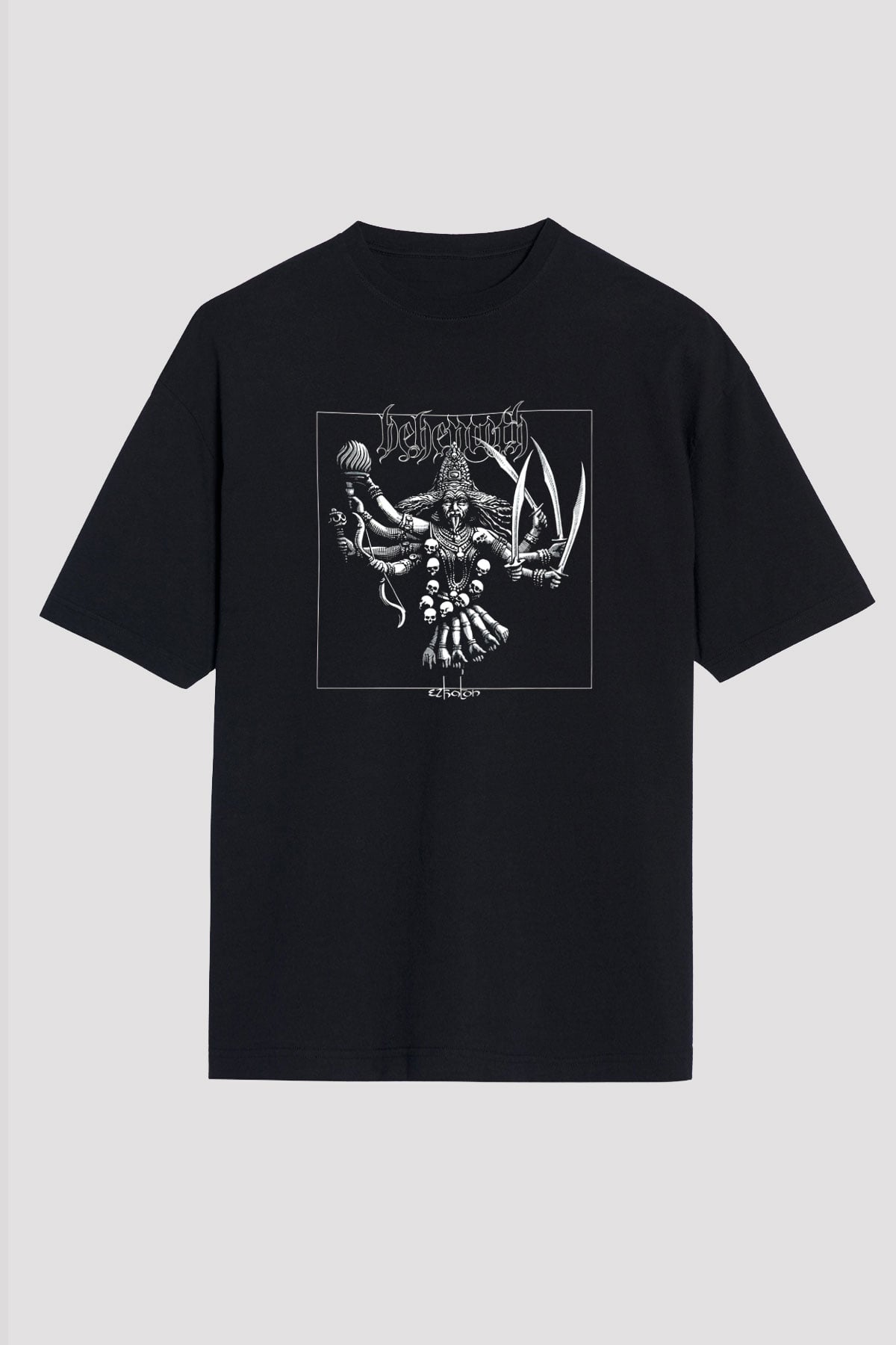 Behemoth Baskılı Unisex Siyah Oversize Tişört