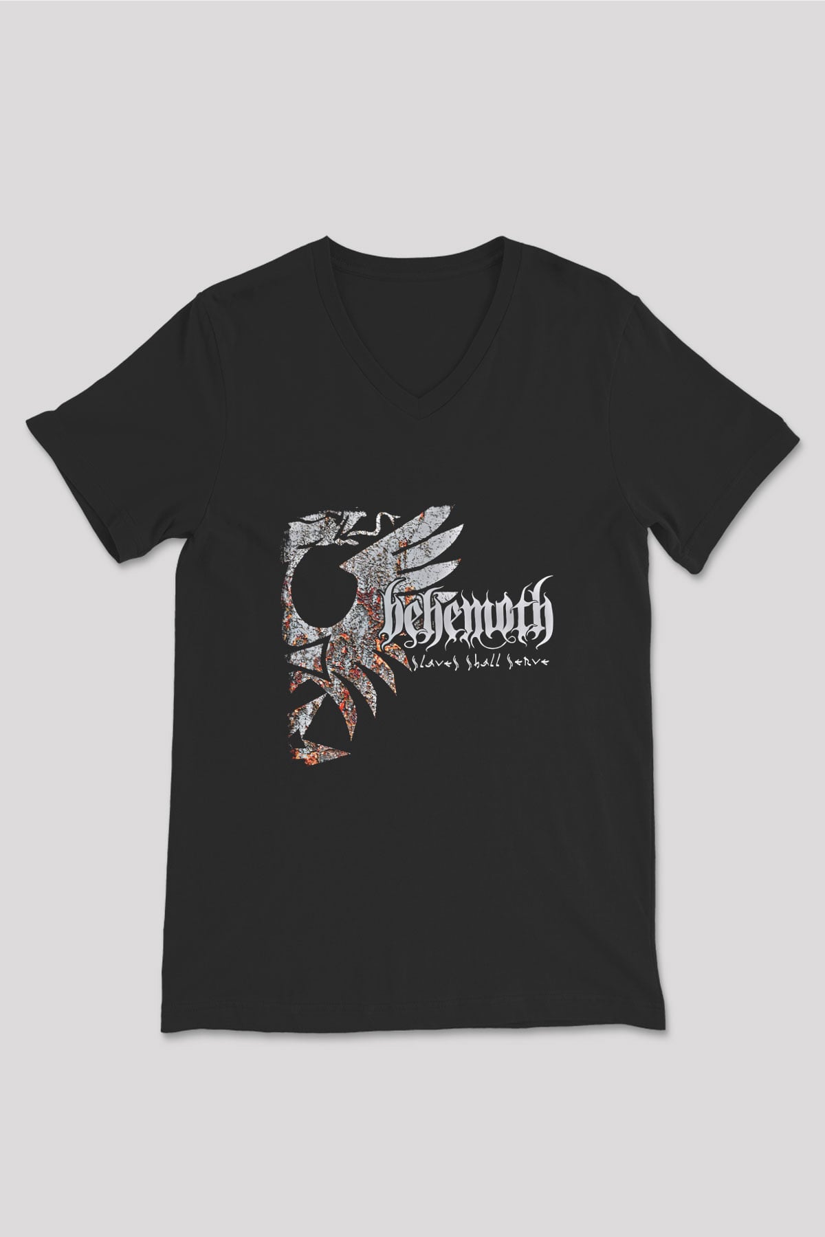 Behemoth Baskılı Unisex Siyah V Yaka Tişört