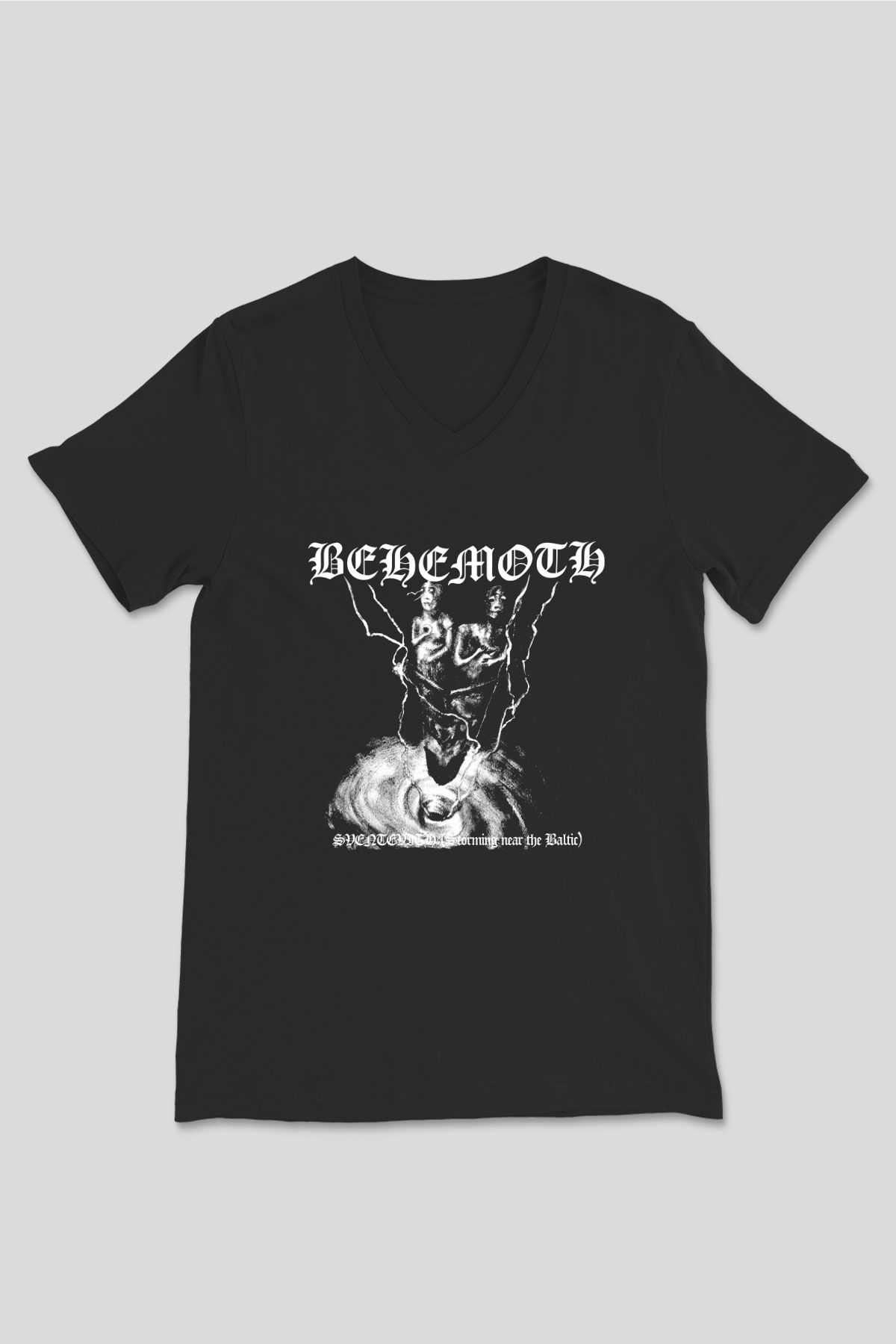 Behemoth Baskılı Unisex Siyah V Yaka Tişört