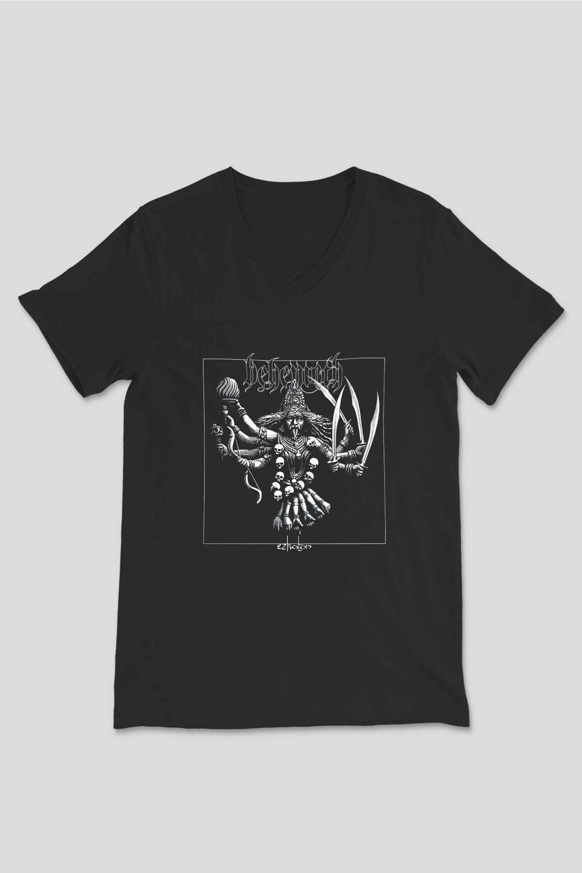 Behemoth Baskılı Unisex Siyah V Yaka Tişört
