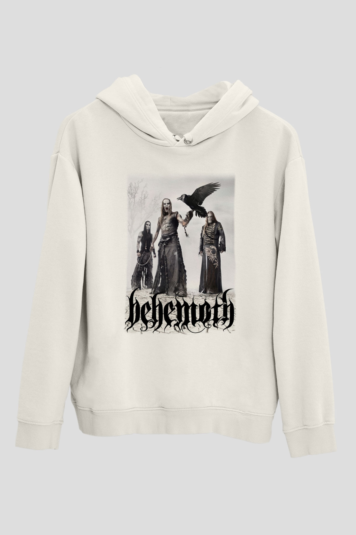 Behemoth Beyaz Unisex Kapşonlu Sweatshirt