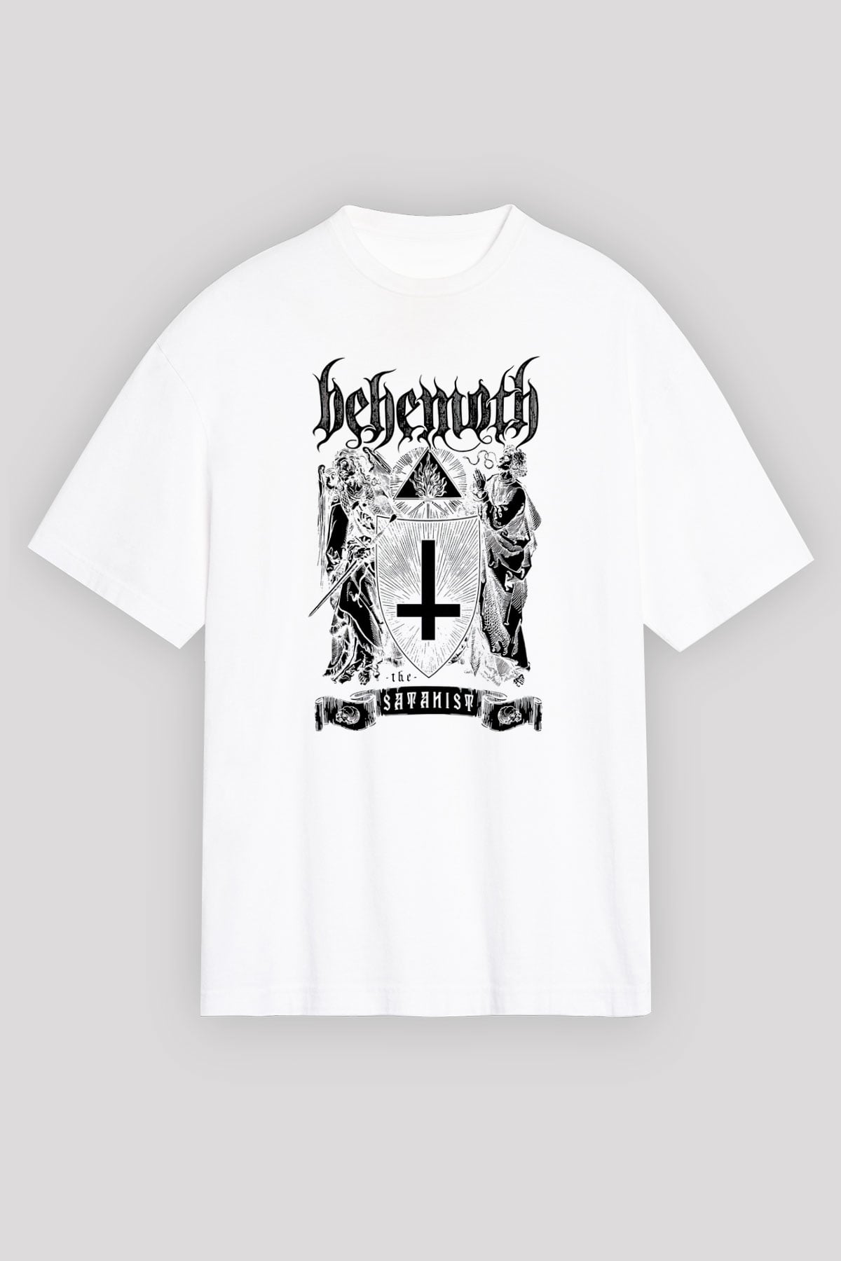 Behemoth Beyaz Unisex Oversize Tişört T-Shirt