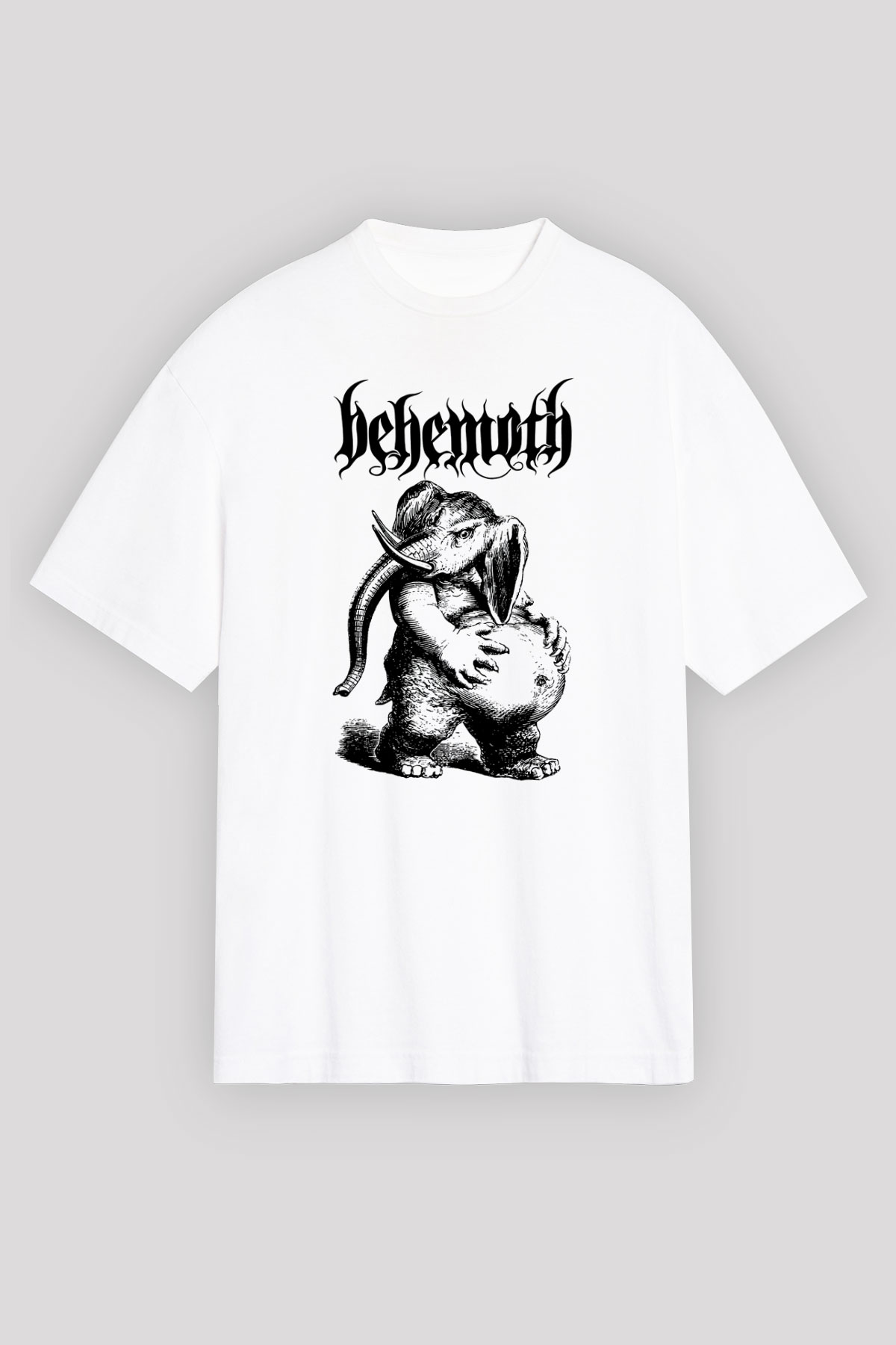 Behemoth Beyaz Unisex Tişört T-Shirt - TişörtFabrikası