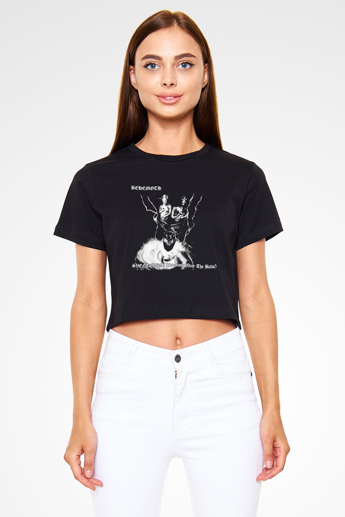 Behemoth Siyah Crop Top Tişört