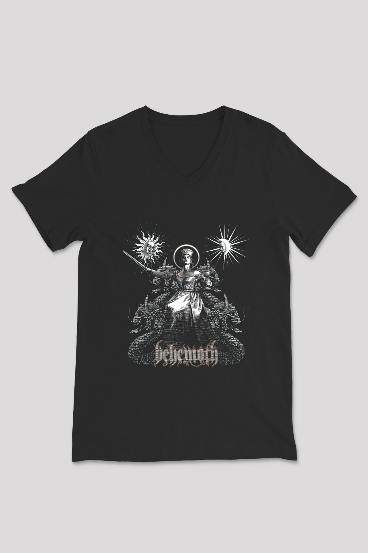 Behemoth Siyah Unisex V Yaka Tişört T-Shirt