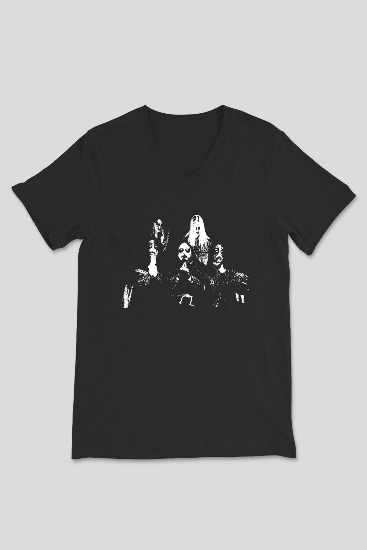 Behexen Baskılı Unisex Siyah V Yaka Tişört - Tshirt
