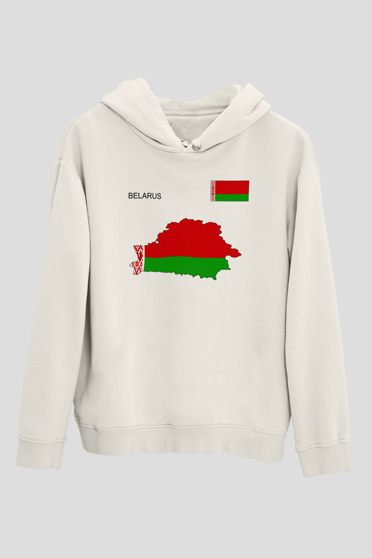 Belarus Beyaz Unisex Kapşonlu Sweatshirt