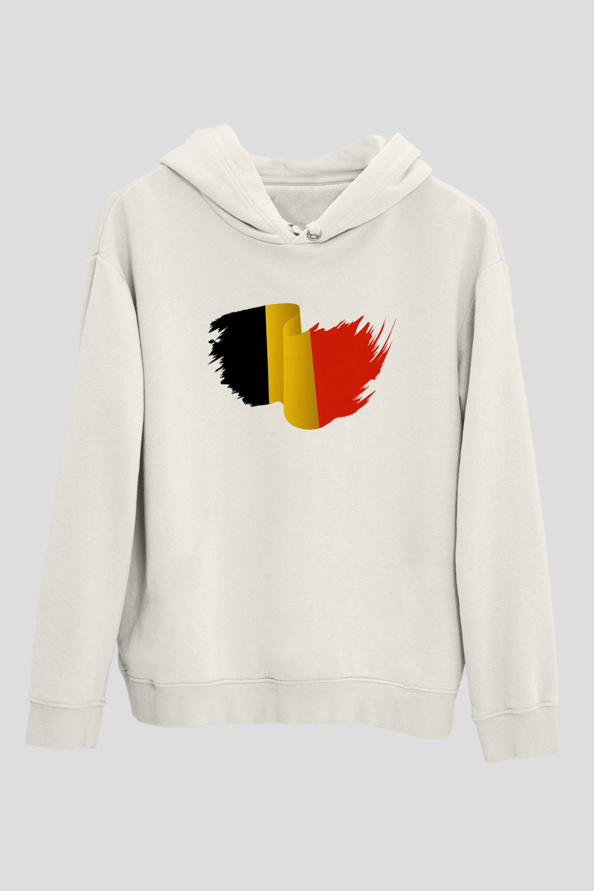 Belçika Beyaz Unisex Kapşonlu Sweatshirt