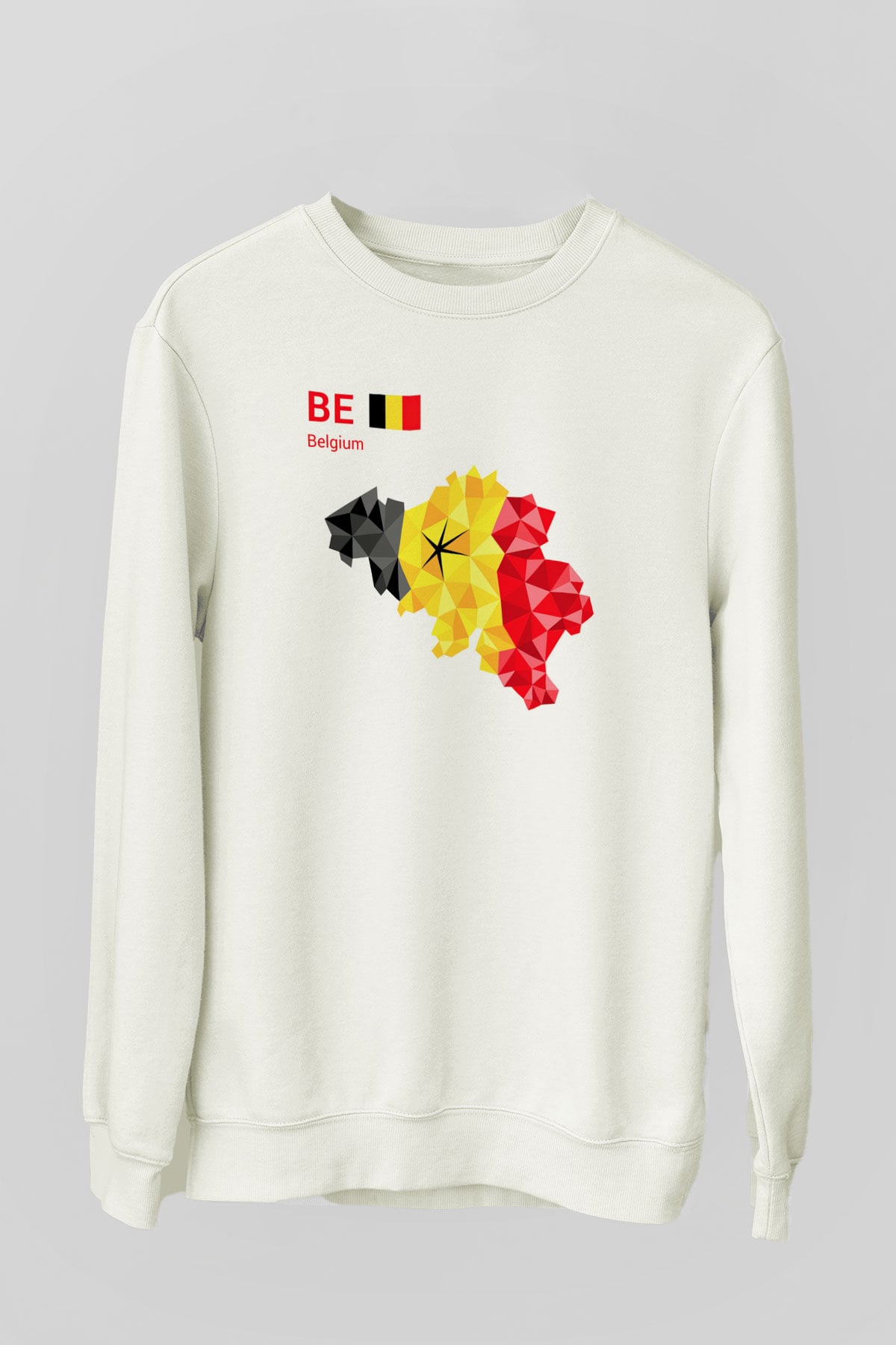 Belçika Beyaz Unisex Sweatshirt