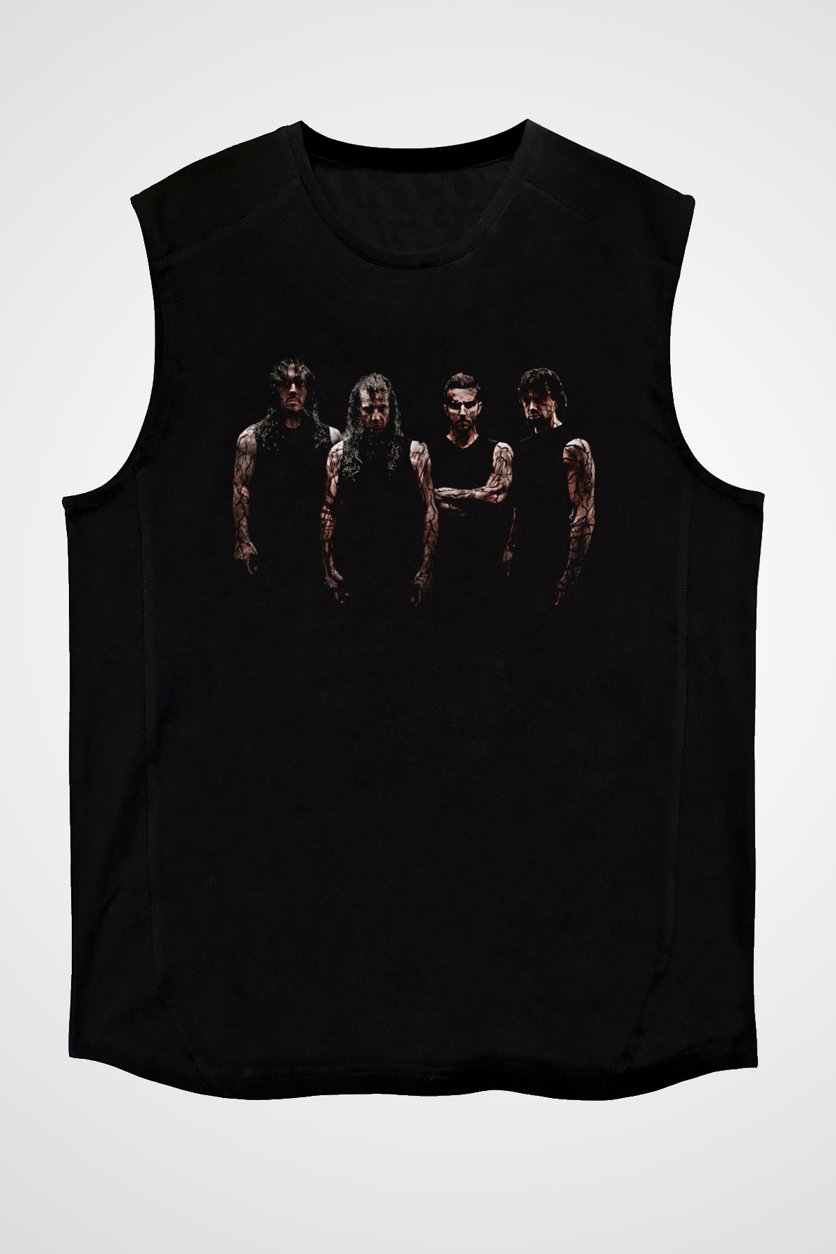 Belphegor Baskılı Unisex Siyah Kolsuz Tişört - Tshirt