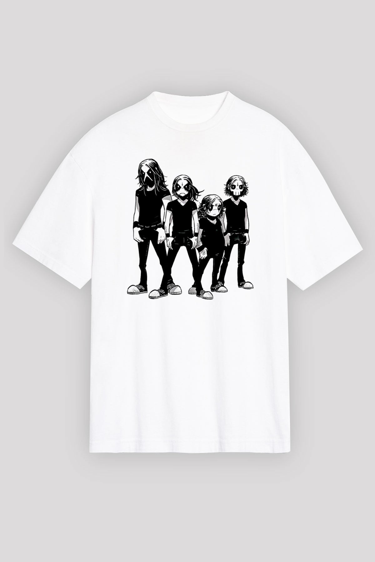Belzebubs Baskılı Beyaz Unisex Oversize Tişört - Tshirt