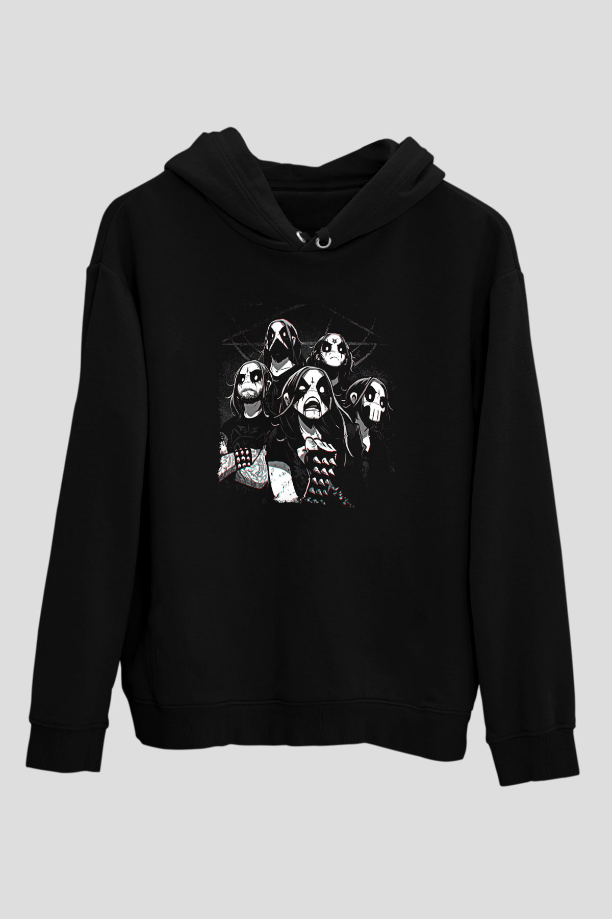 Belzebubs Baskılı Unisex Siyah Kapüşonlu Sweatshirt