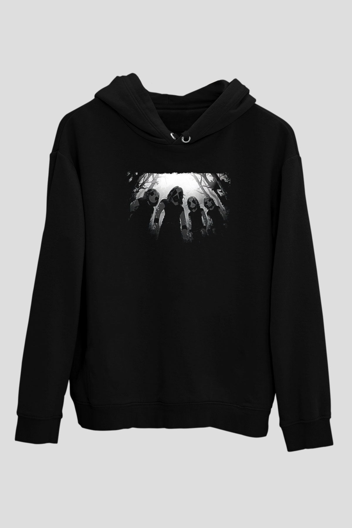Belzebubs Baskılı Unisex Siyah Kapüşonlu Sweatshirt
