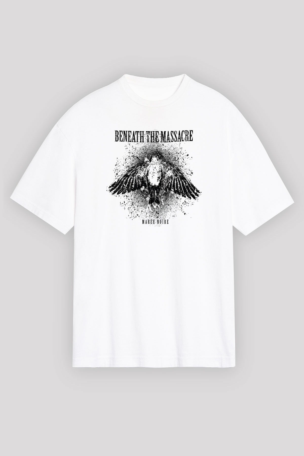 Beneath the Massacre Baskılı Unisex Beyaz Oversize Tişört