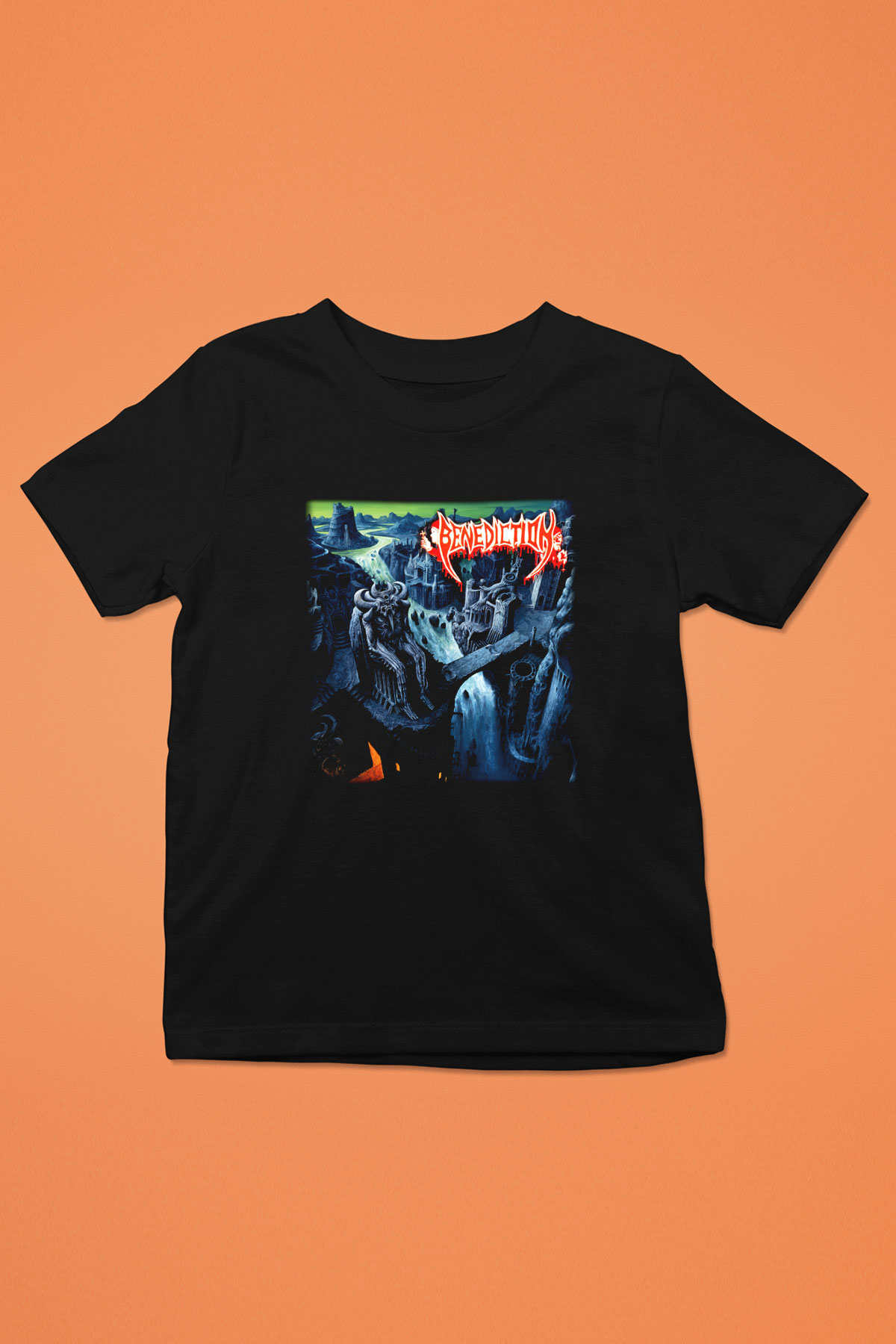 Benediction Baskılı Siyah Unisex Çocuk Tişört