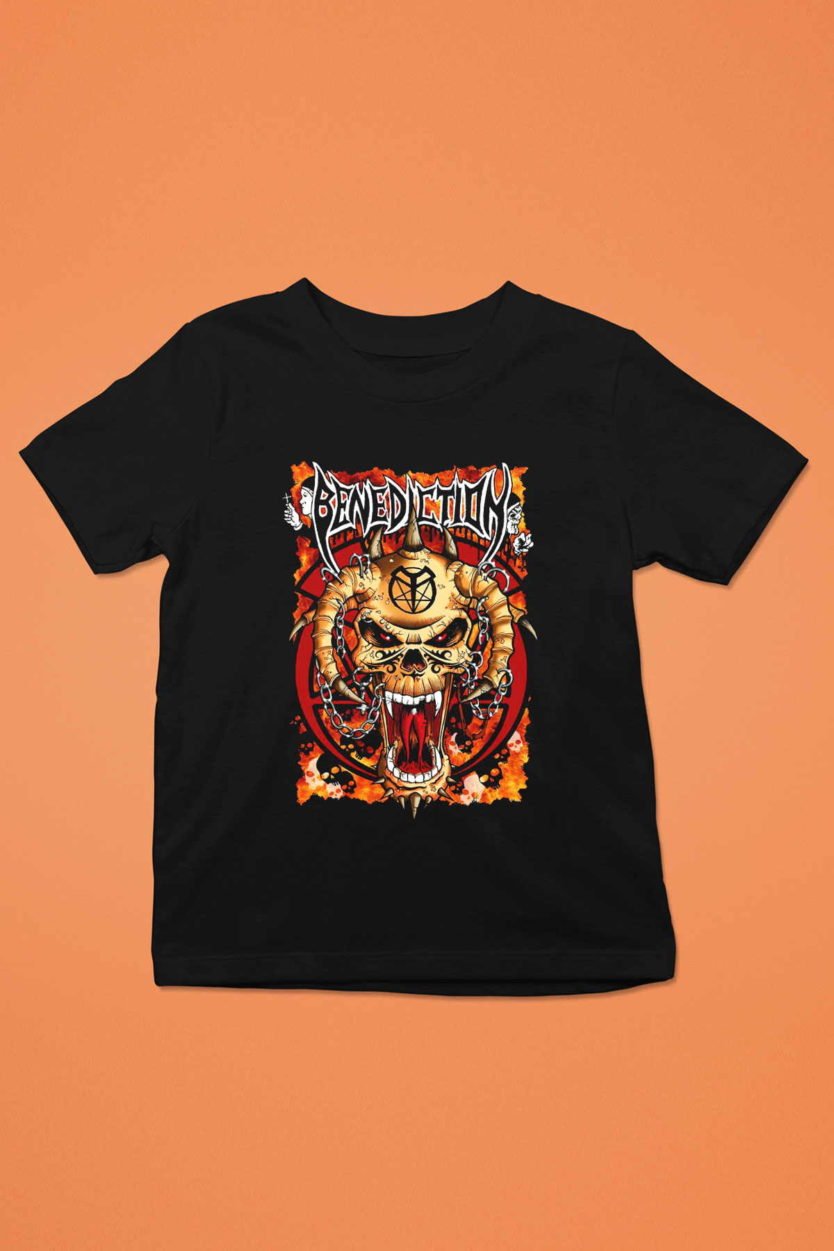 Benediction Baskılı Siyah Unisex Çocuk Tişört