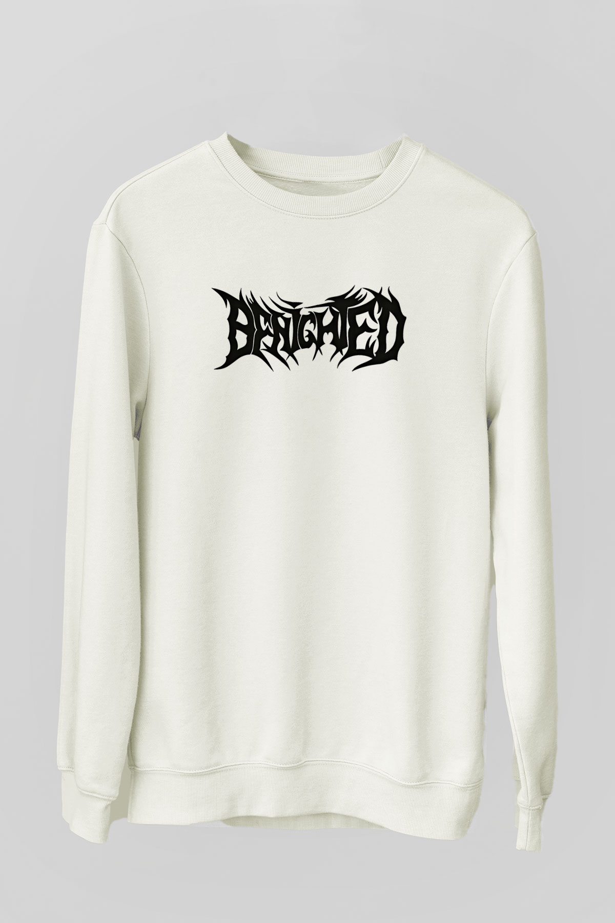 Benighted Baskılı Beyaz Unisex Sweatshirt