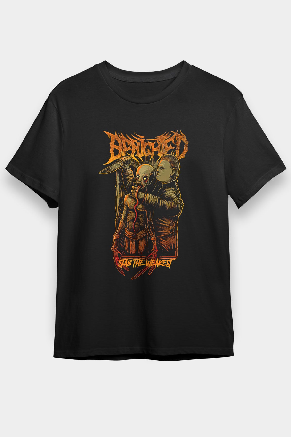 Benighted Baskılı Unisex Siyah Tişört - Tshirt