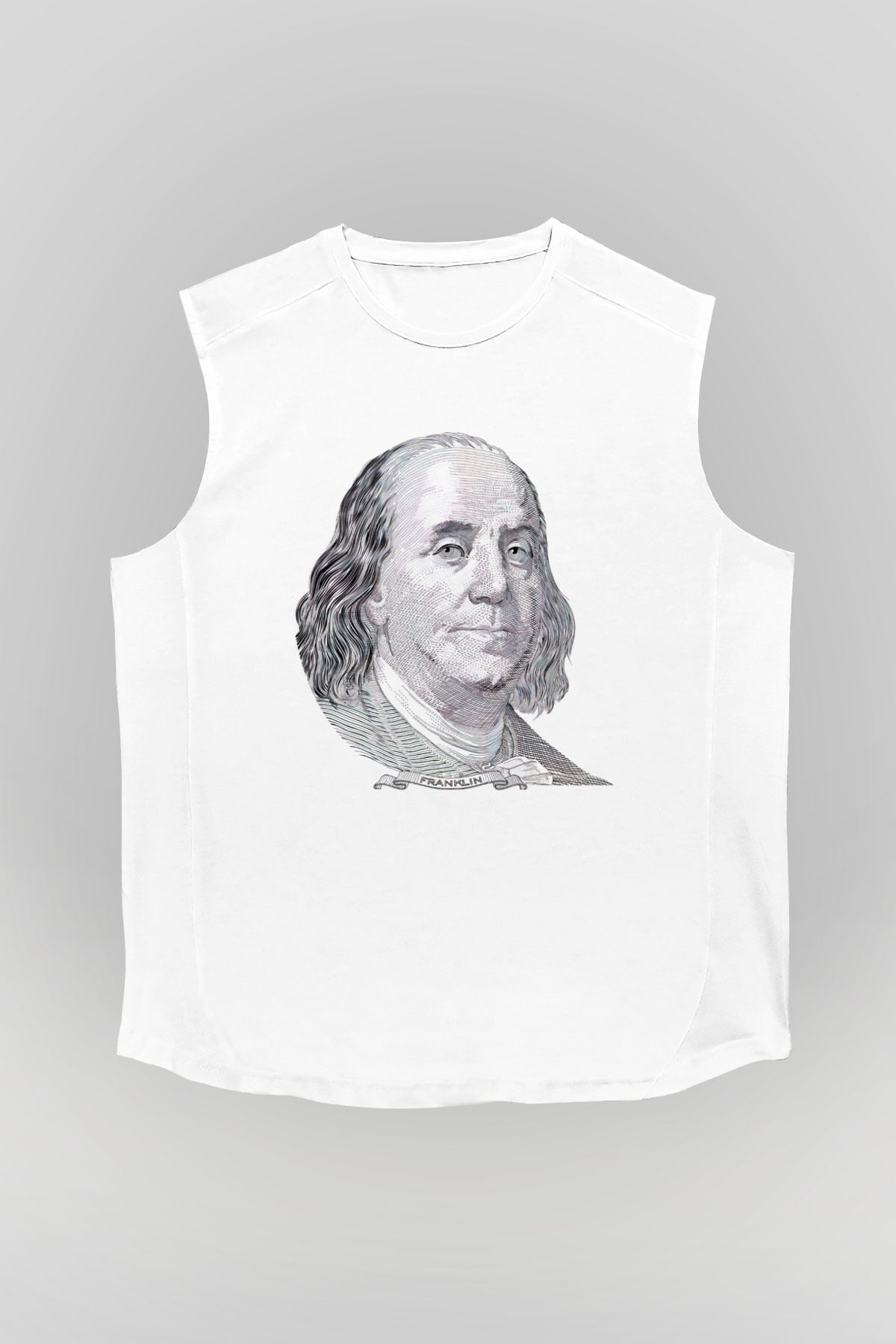 Benjamin Franklin Beyaz Unisex Kolsuz Tişört