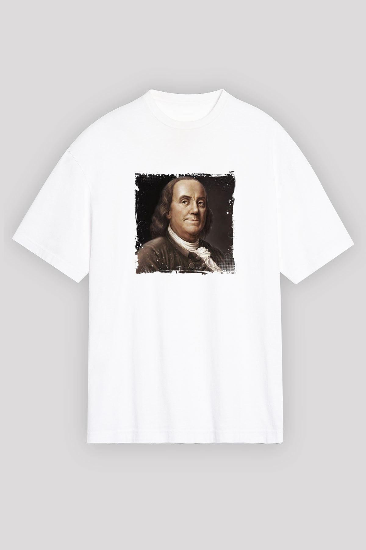 Benjamin Franklin Unisex Baskılı Beyaz Tişört
