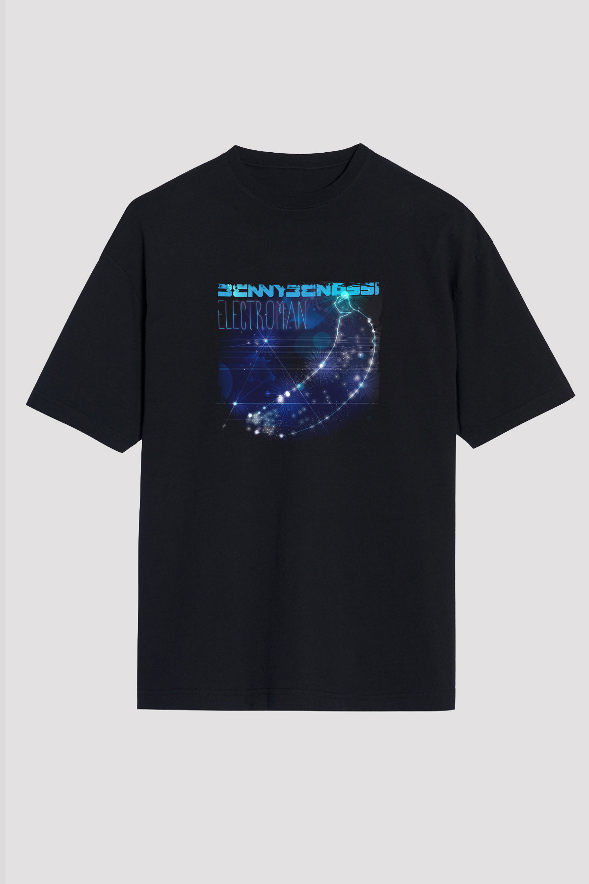 Benny Benassi Baskılı Unisex Oversize Siyah Tişört