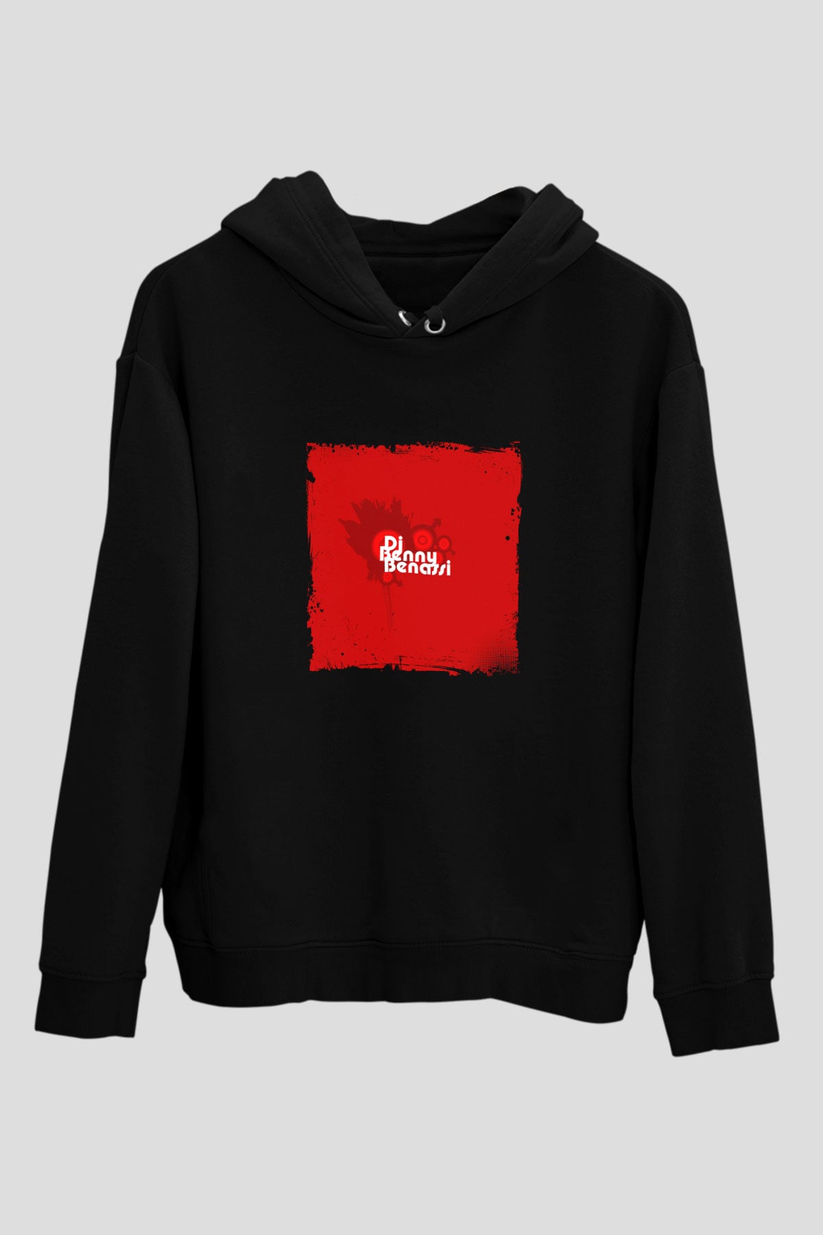 Benny Benassi Baskılı Unisex Siyah Hoodie
