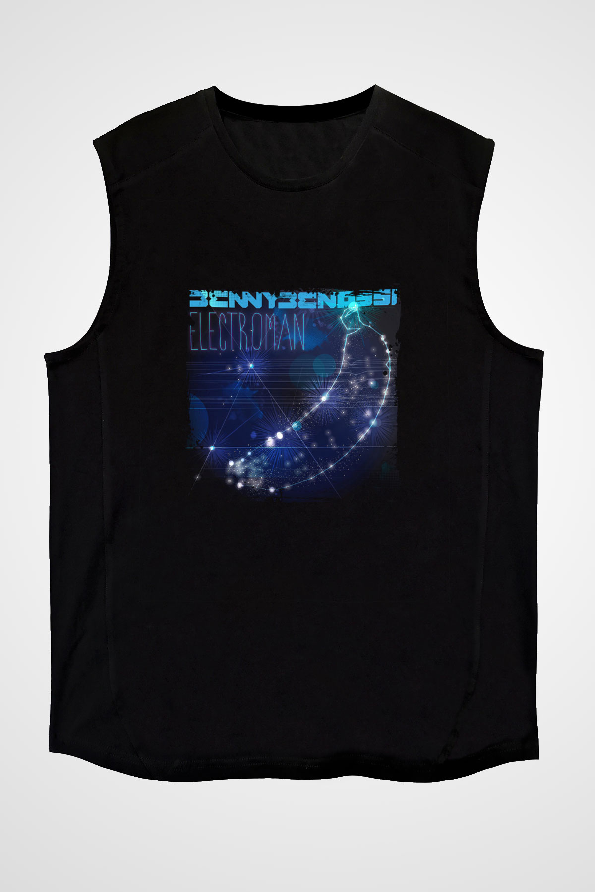 Benny Benassi Baskılı Unisex Siyah Kolsuz Tişört