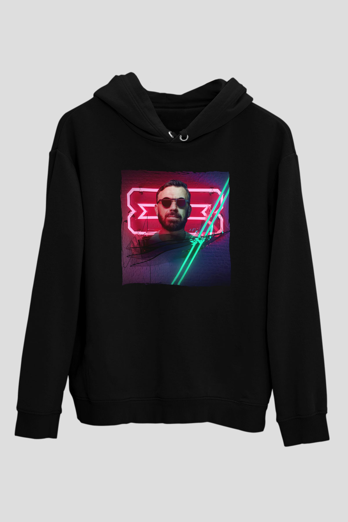 Benny Benassi Siyah Unisex Kapüşonlu Sweatshirt