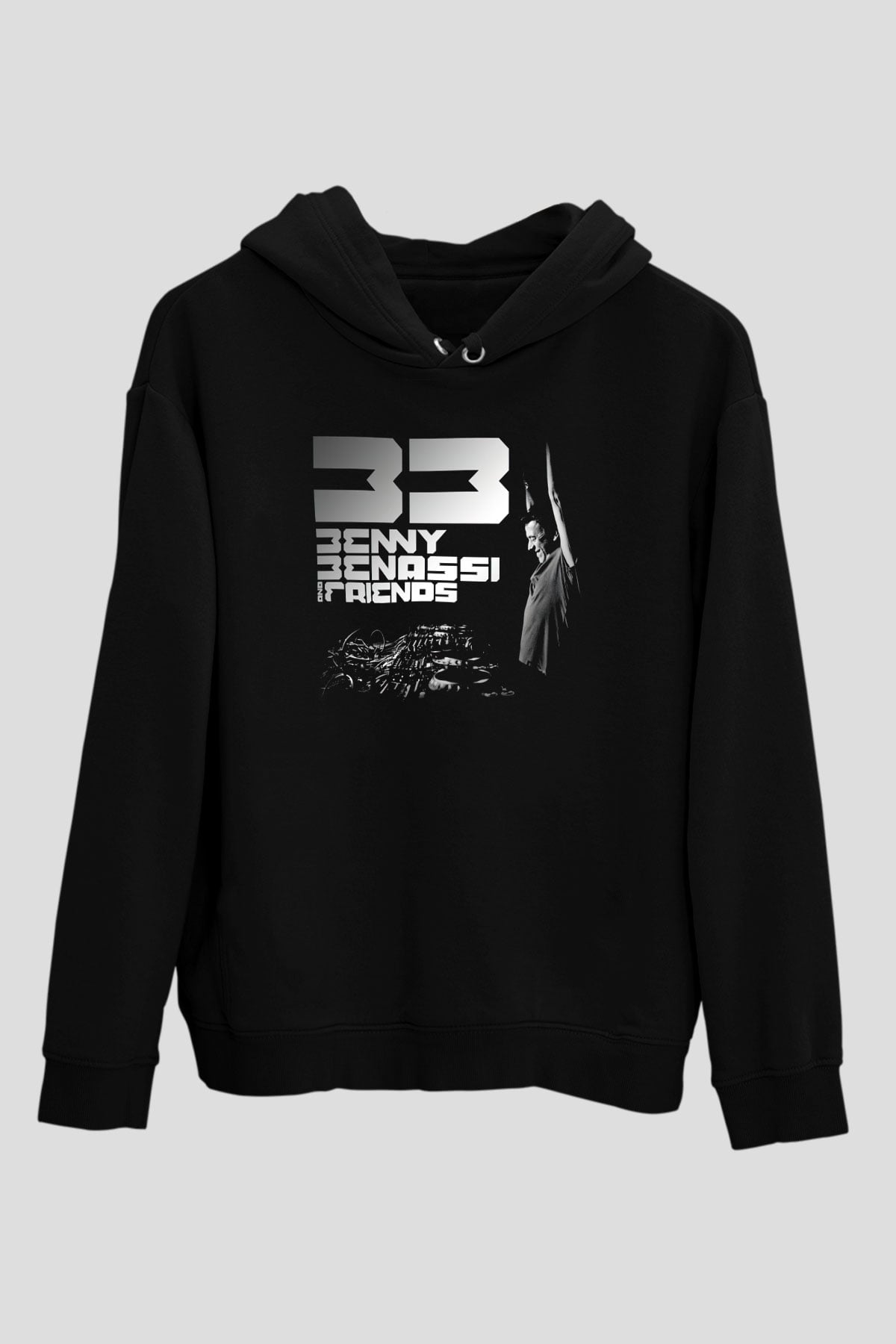 Benny Benassi Siyah Unisex Kapüşonlu Sweatshirt