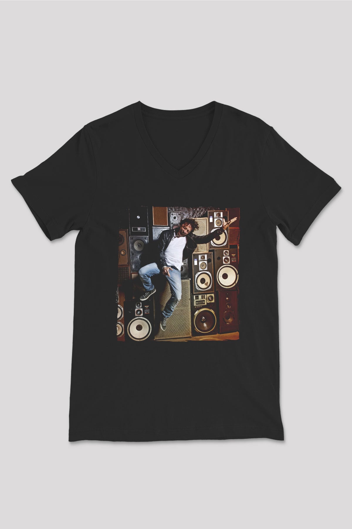 Benny Benassi Siyah Unisex V Yaka Tişört