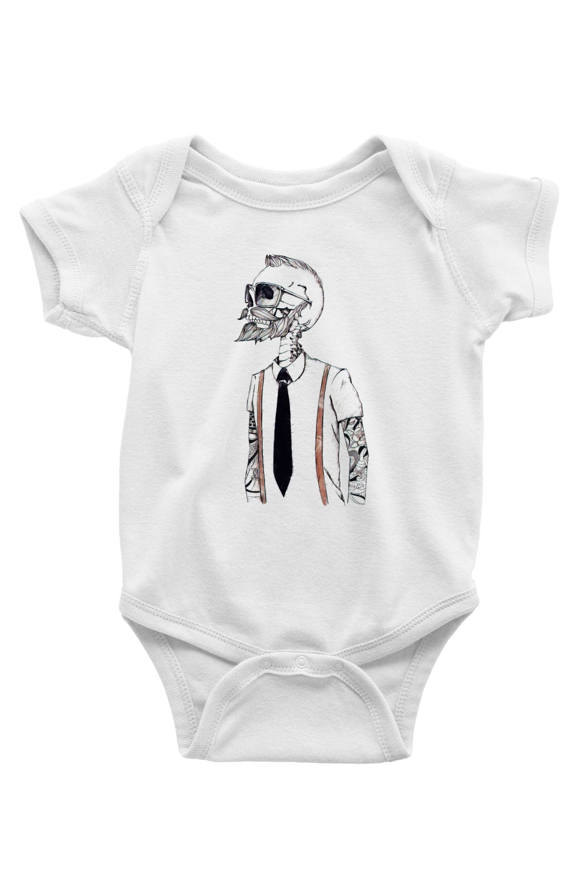 Berber Baskılı Beyaz Unisex Bebek Body - Zıbın